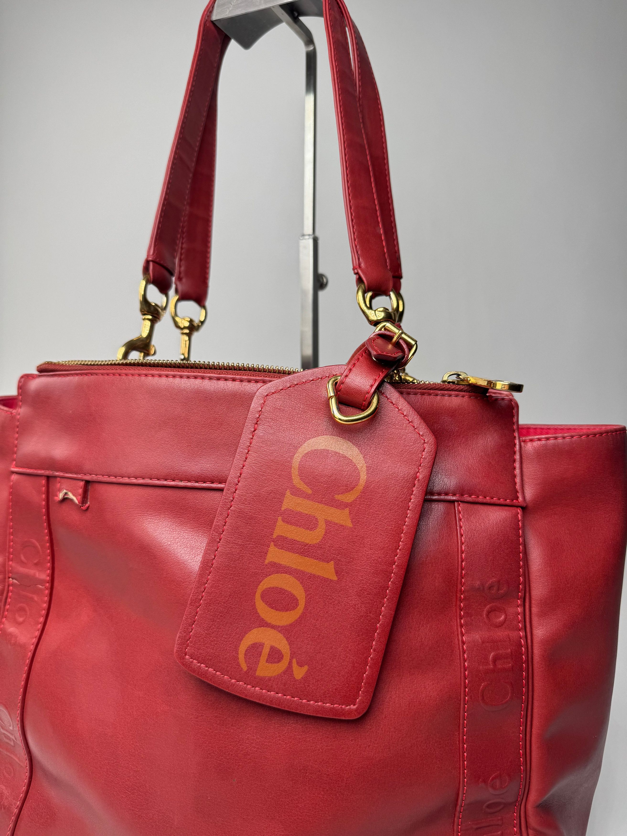 Chloe Vintage Leather Tote Bag Red Size ONE SIZE - 5 Thumbnail