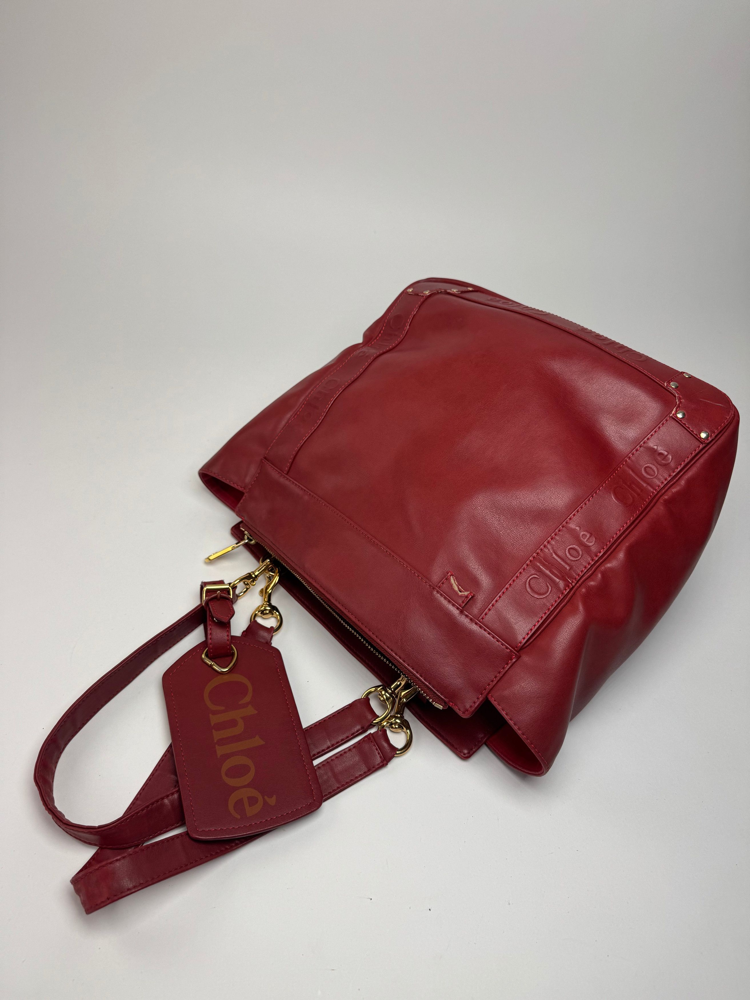 Chloe Vintage Leather Tote Bag Red Size ONE SIZE - 11 Thumbnail