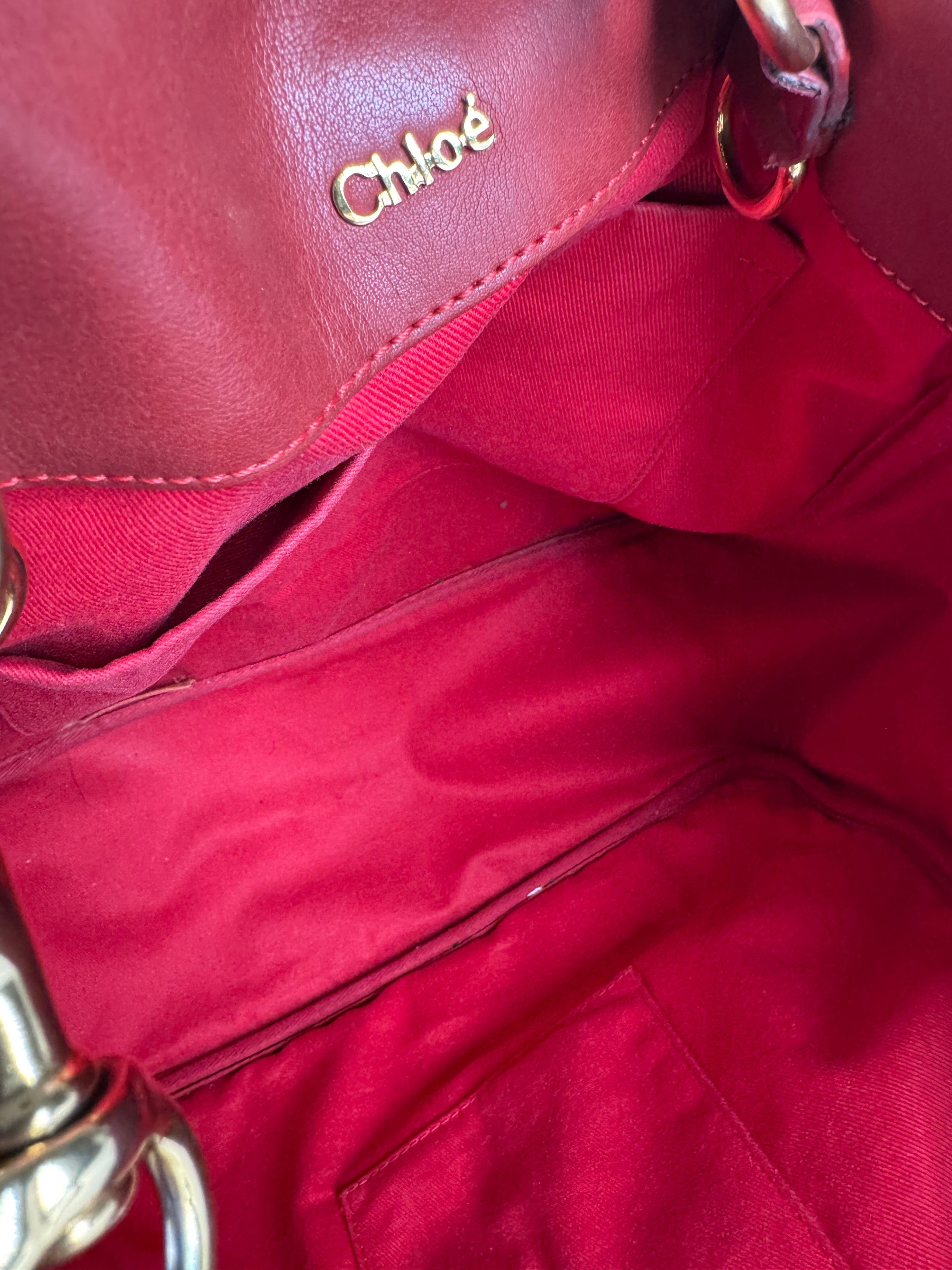 Chloe Vintage Leather Tote Bag Red Size ONE SIZE - 4 Thumbnail