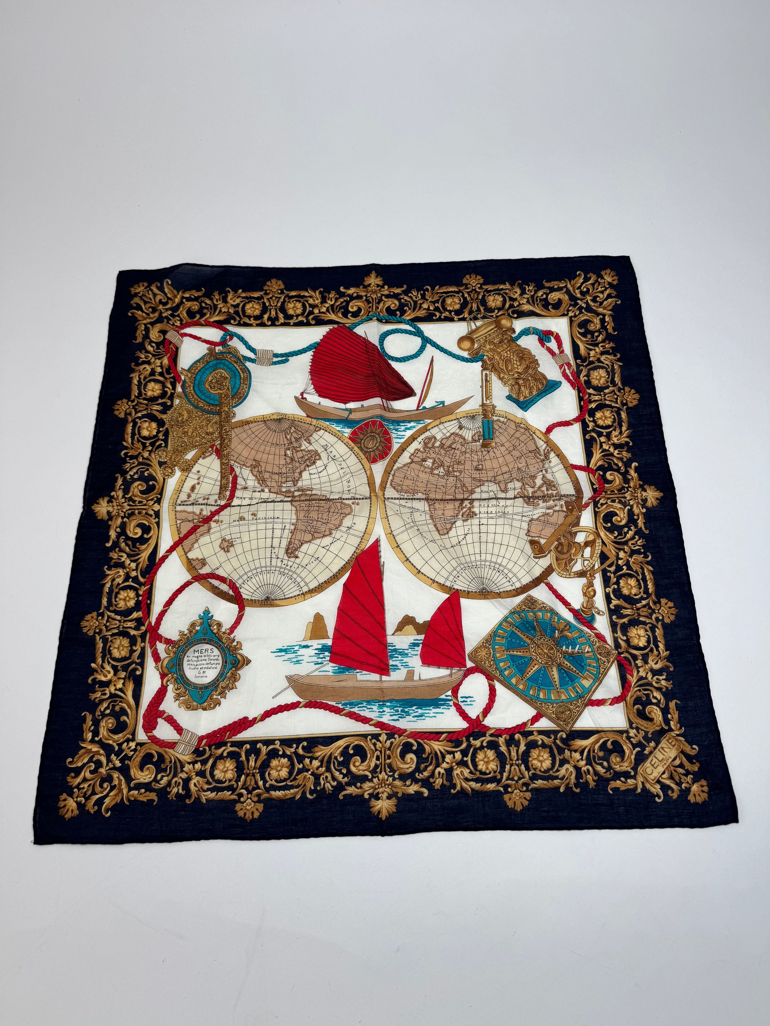 Celine Vintage Paris Natutic Scarf Size ONE SIZE - 10 Thumbnail