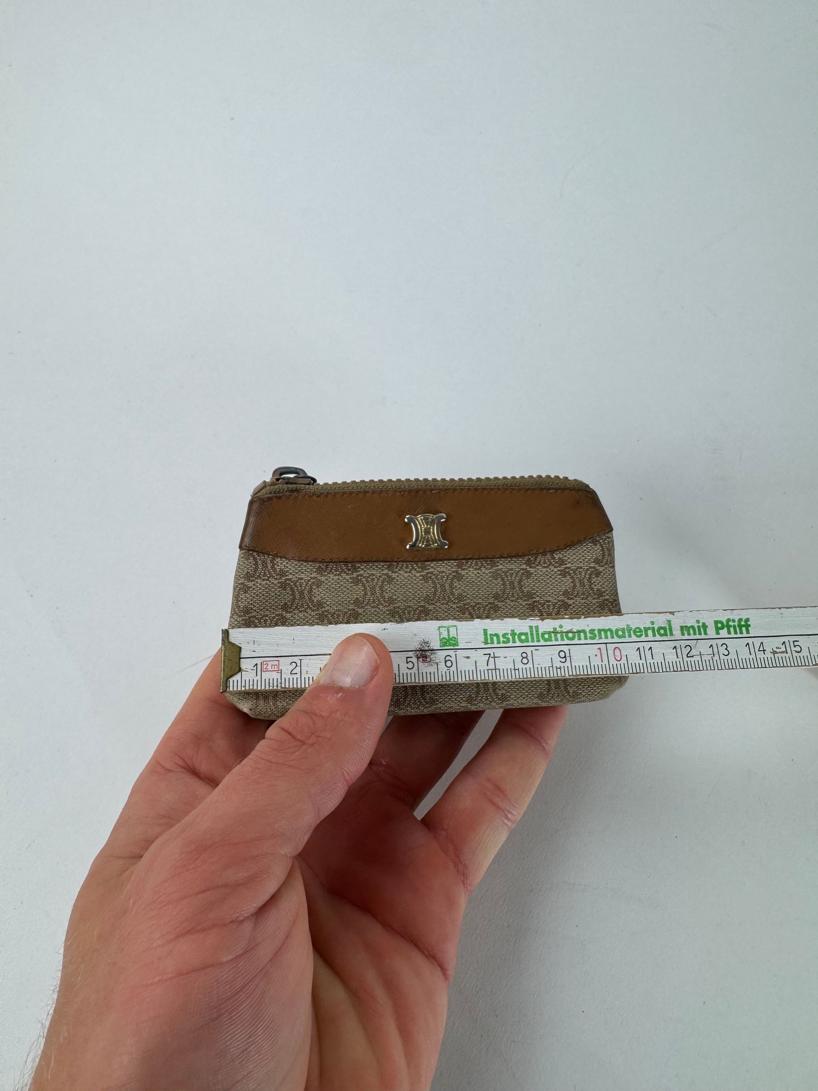 Celine Vintage Paris Leather Monogram Purse Beige Brown Size ONE SIZE - 6 Thumbnail