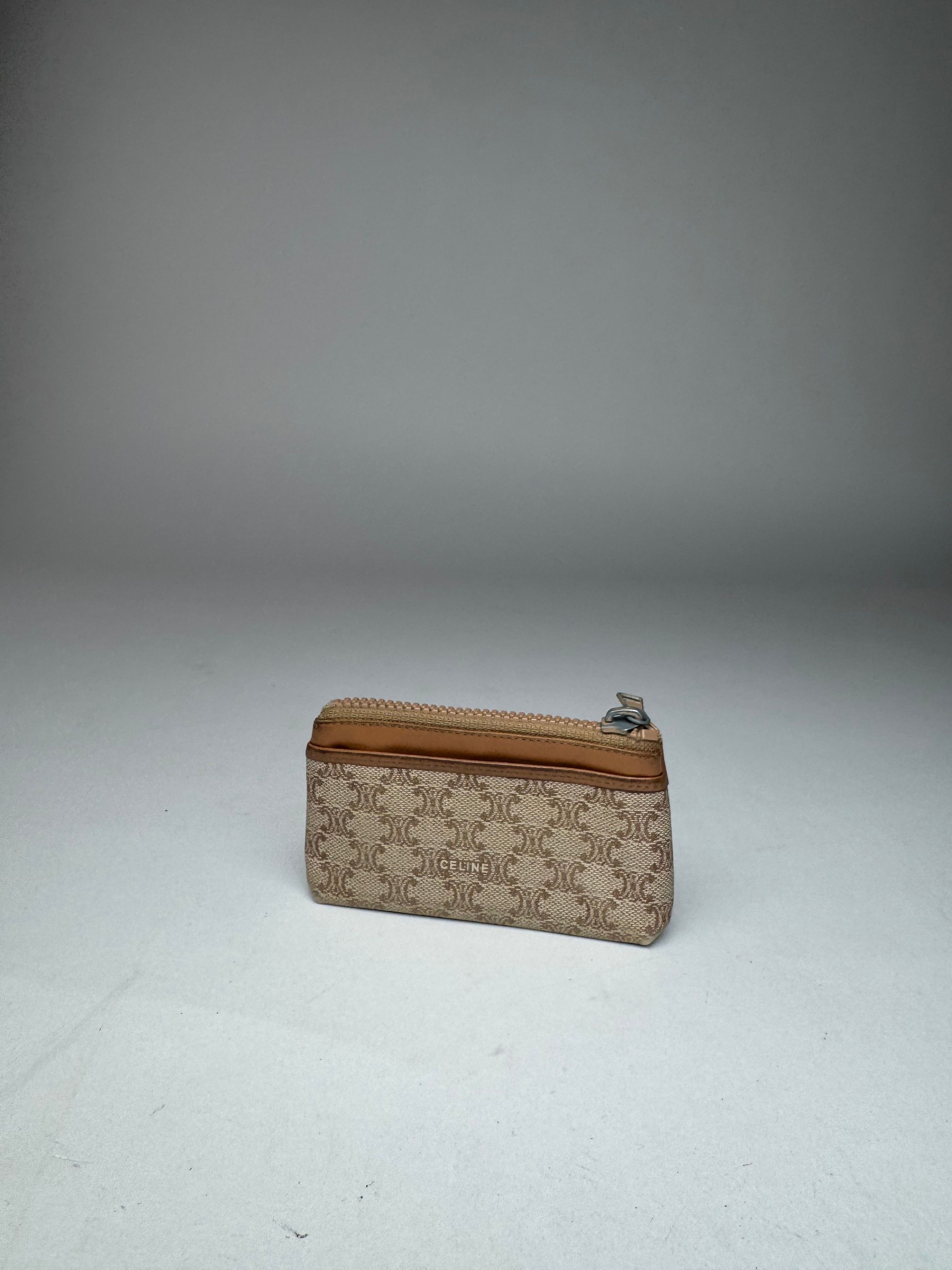 Celine Vintage Paris Leather Monogram Purse Beige Brown Size ONE SIZE - 2 Thumbnail