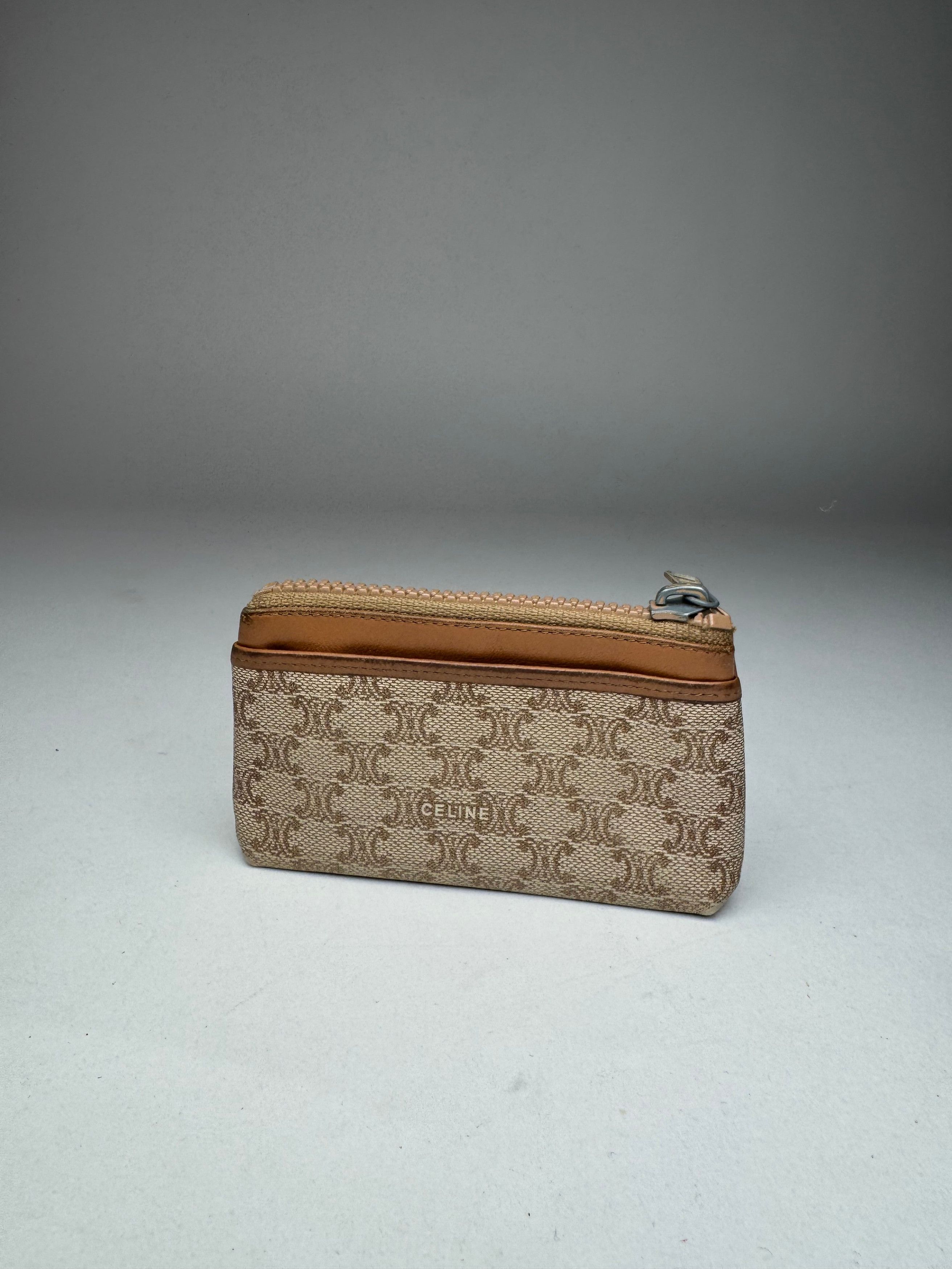Celine Vintage Paris Leather Monogram Purse Beige Brown Size ONE SIZE - 9 Thumbnail