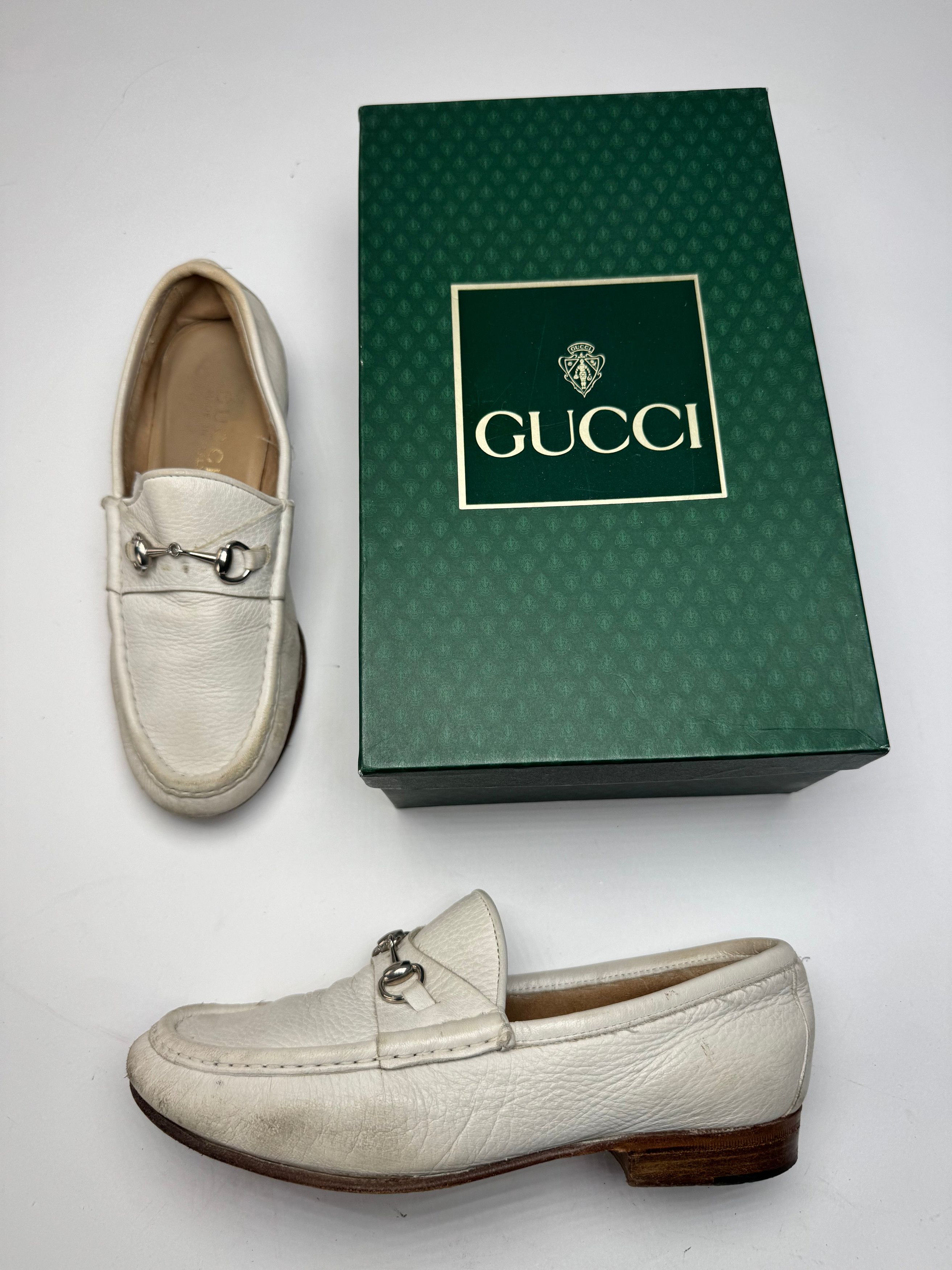 Gucci Vintage Horsebit Leather Loafer White 35,5 Size US 4 / IT 34 - 10 Thumbnail