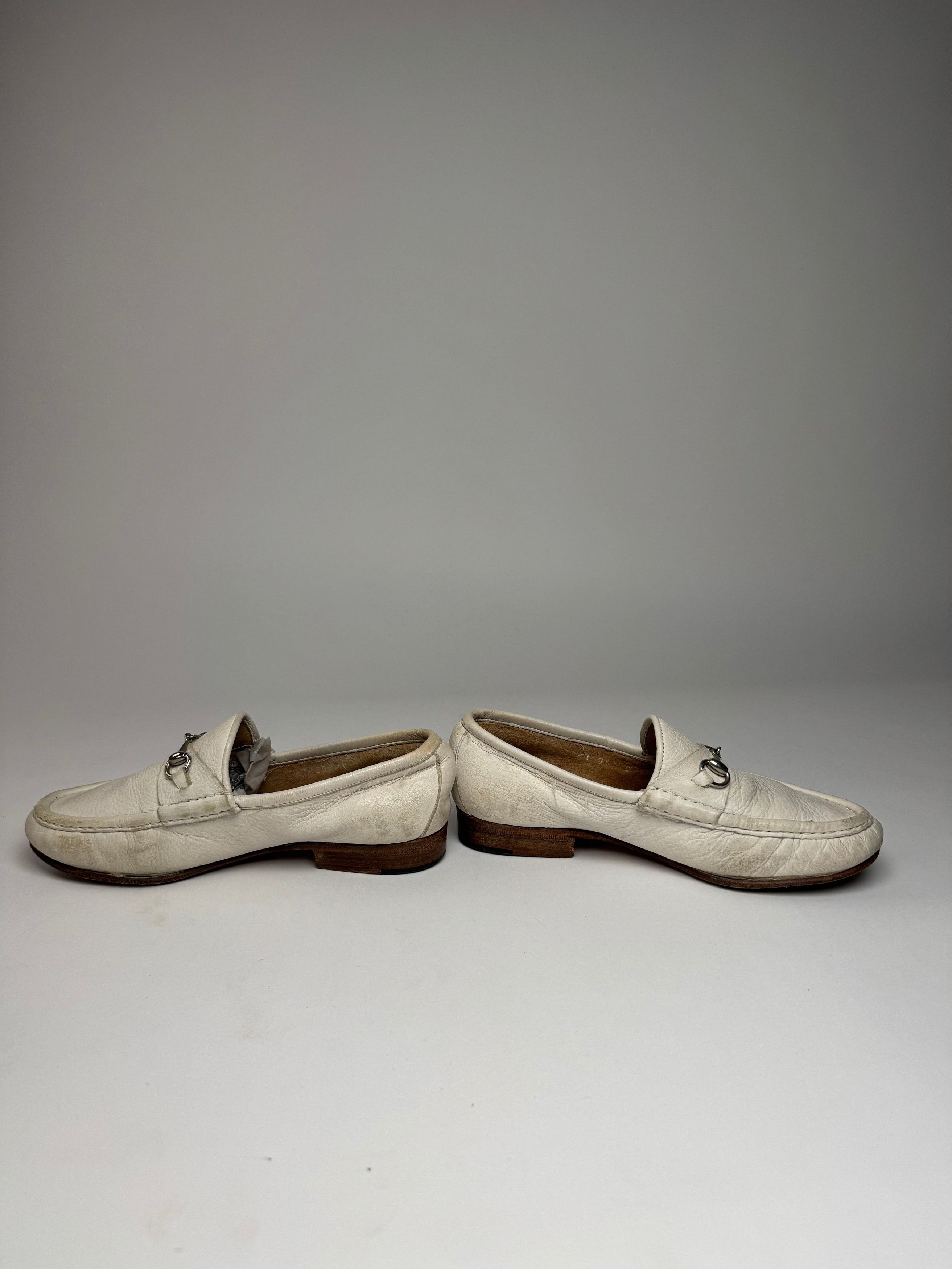 Gucci Vintage Horsebit Leather Loafer White 35,5 Size US 4 / IT 34 - 4 Thumbnail