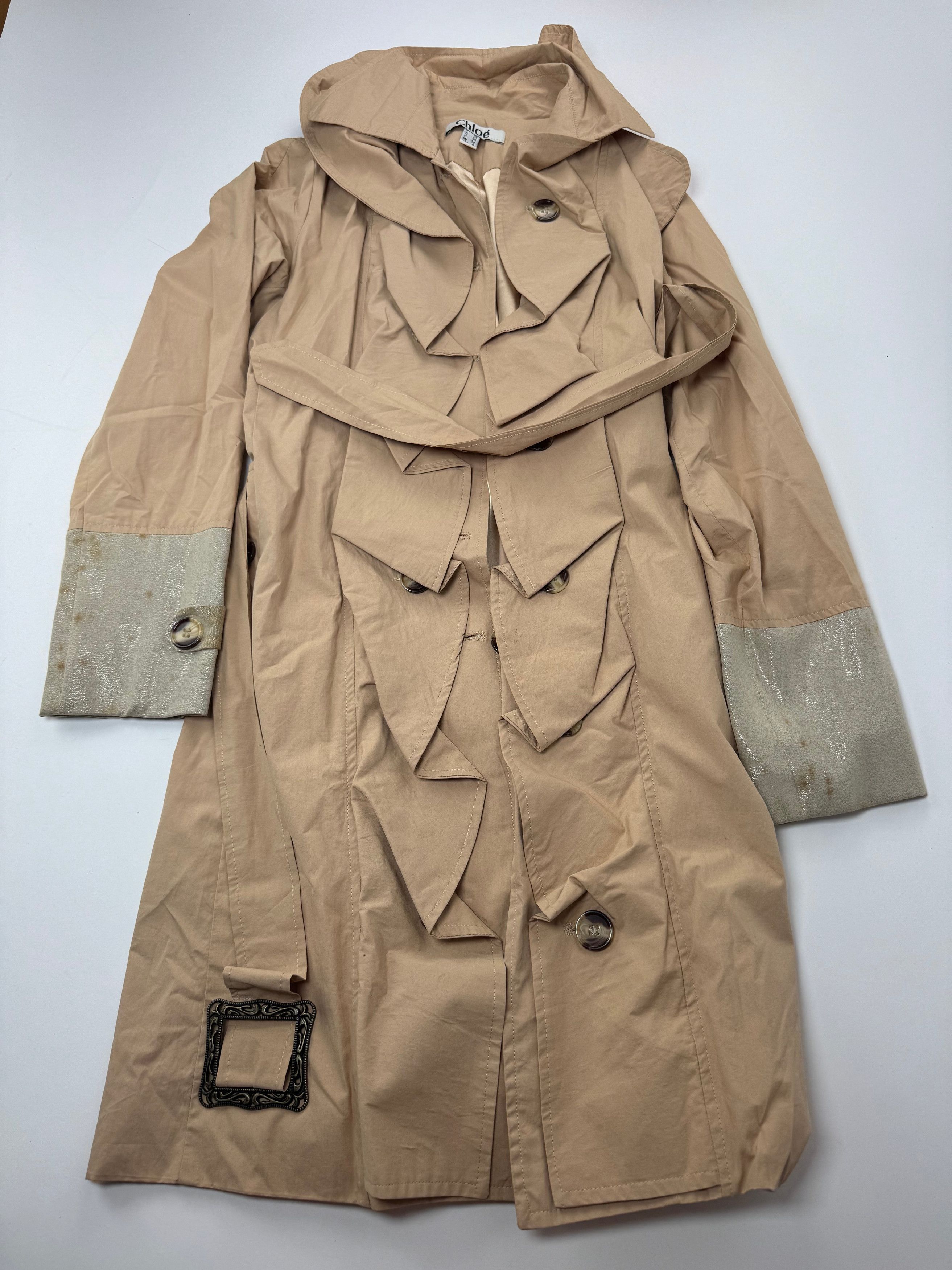 Chloe Vintage Cotton Trenchcoat Beige Brown XS Size XS / US 0-2 / IT 36-38 - 4 Thumbnail