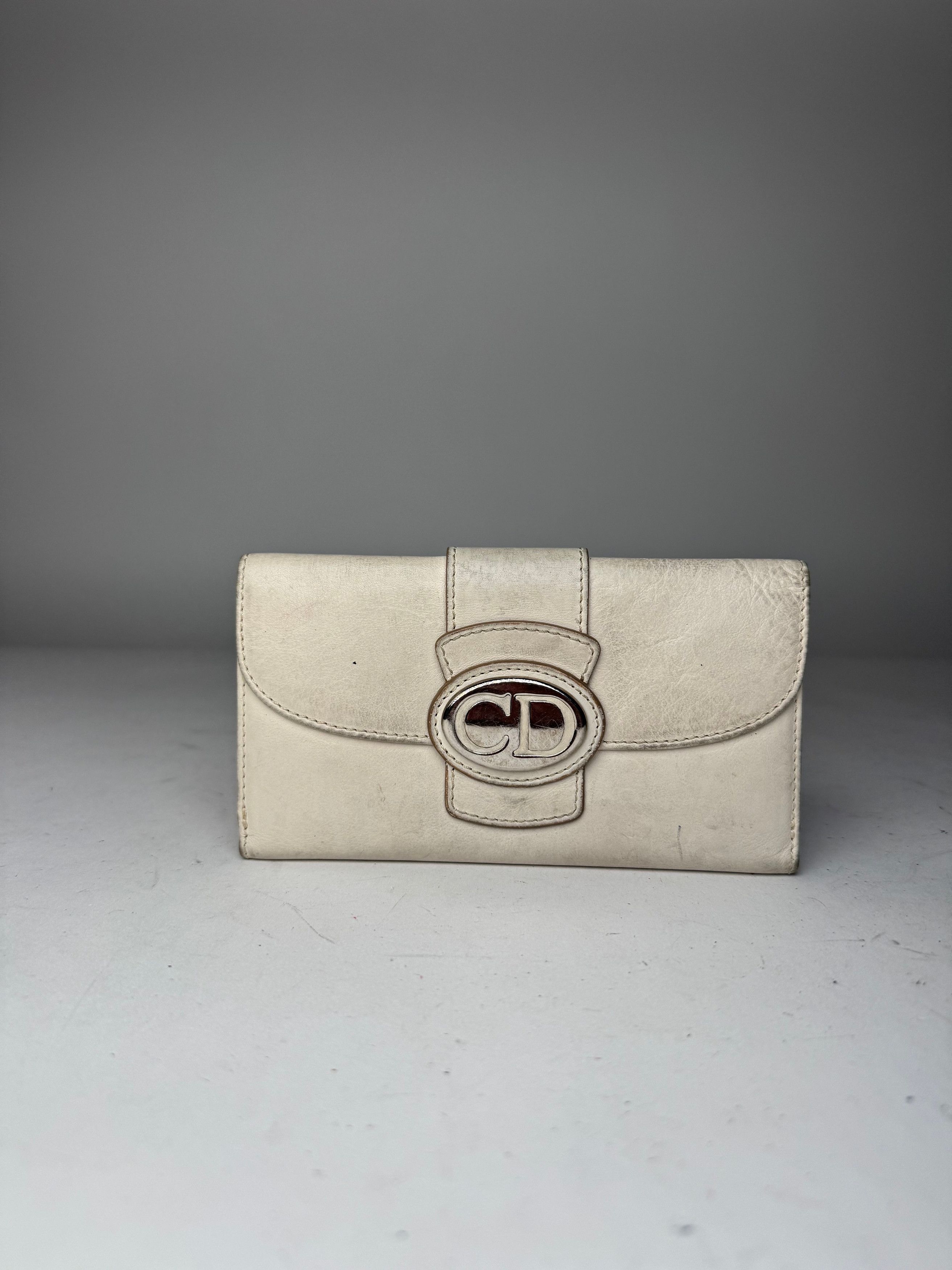Dior Vintage CD Leather Wallet White Size ONE SIZE - 6 Thumbnail