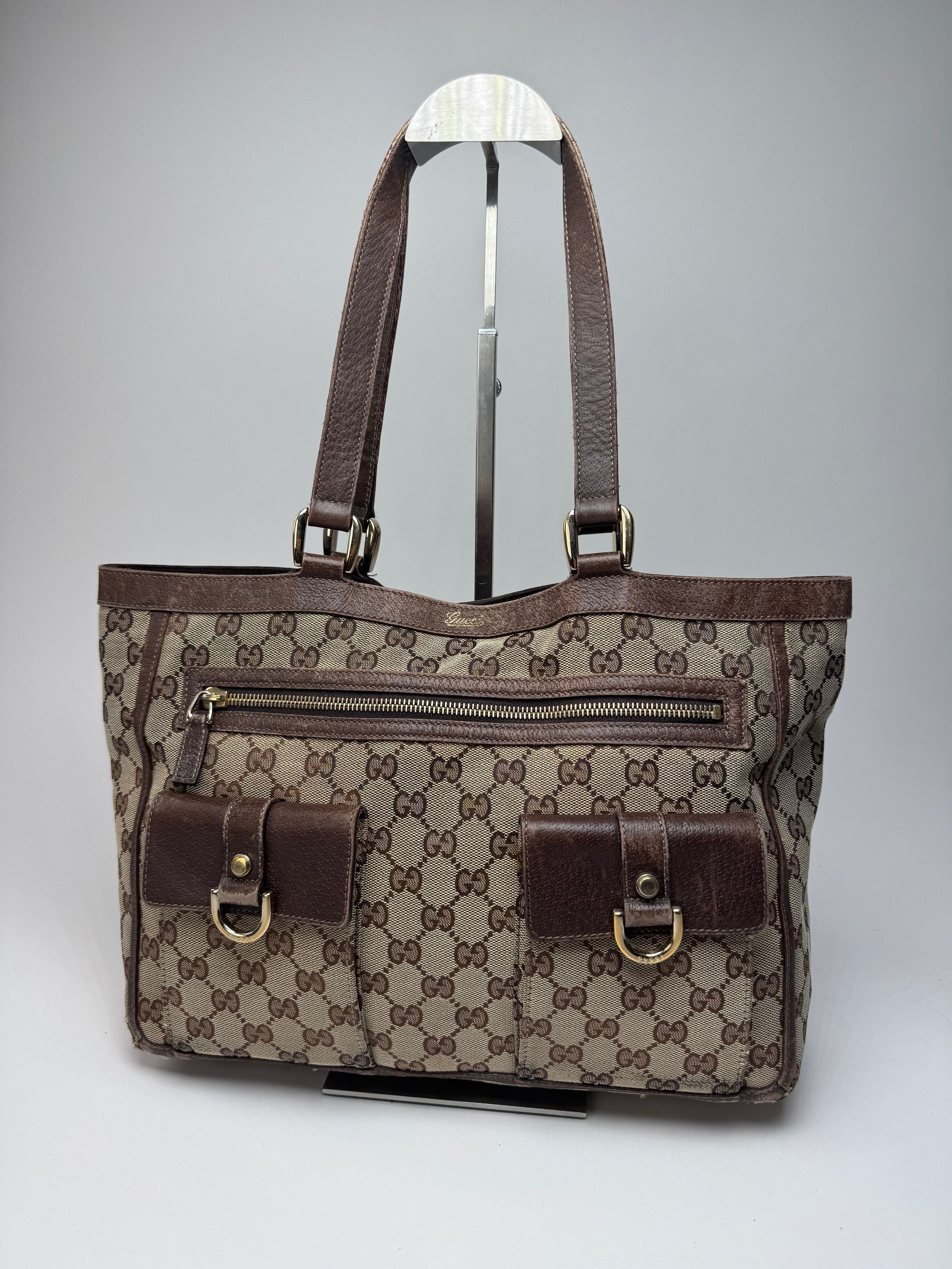 Gucci Vintage Monogram Handbag Beige Brown Size ONE SIZE - 5 Thumbnail