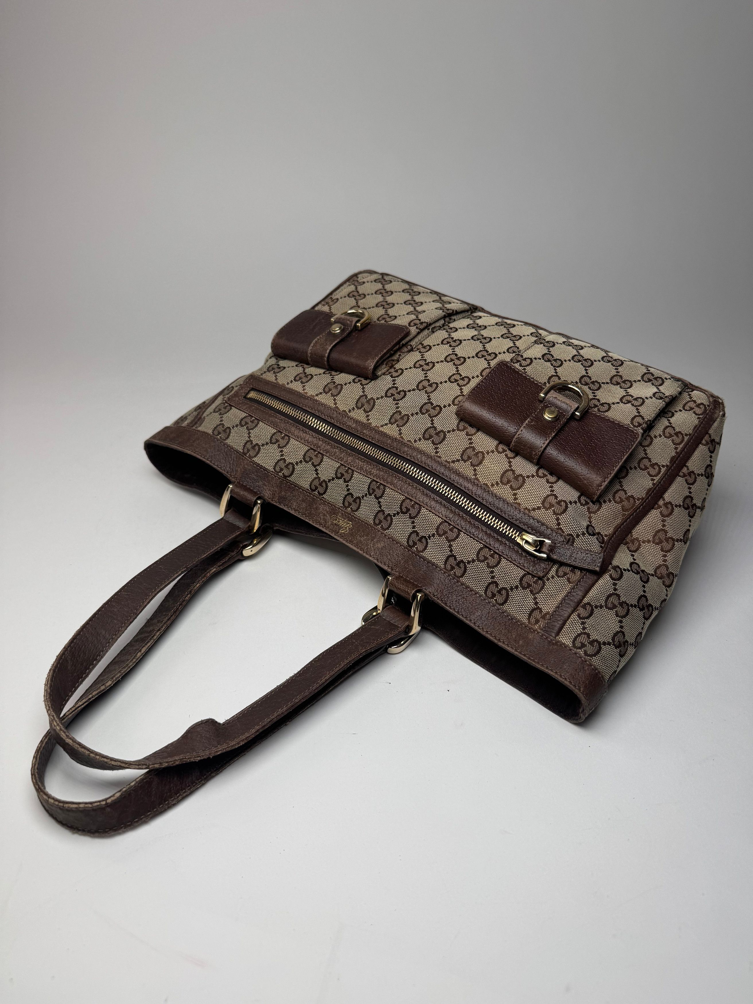 Gucci Vintage Monogram Handbag Beige Brown Size ONE SIZE - 10 Thumbnail