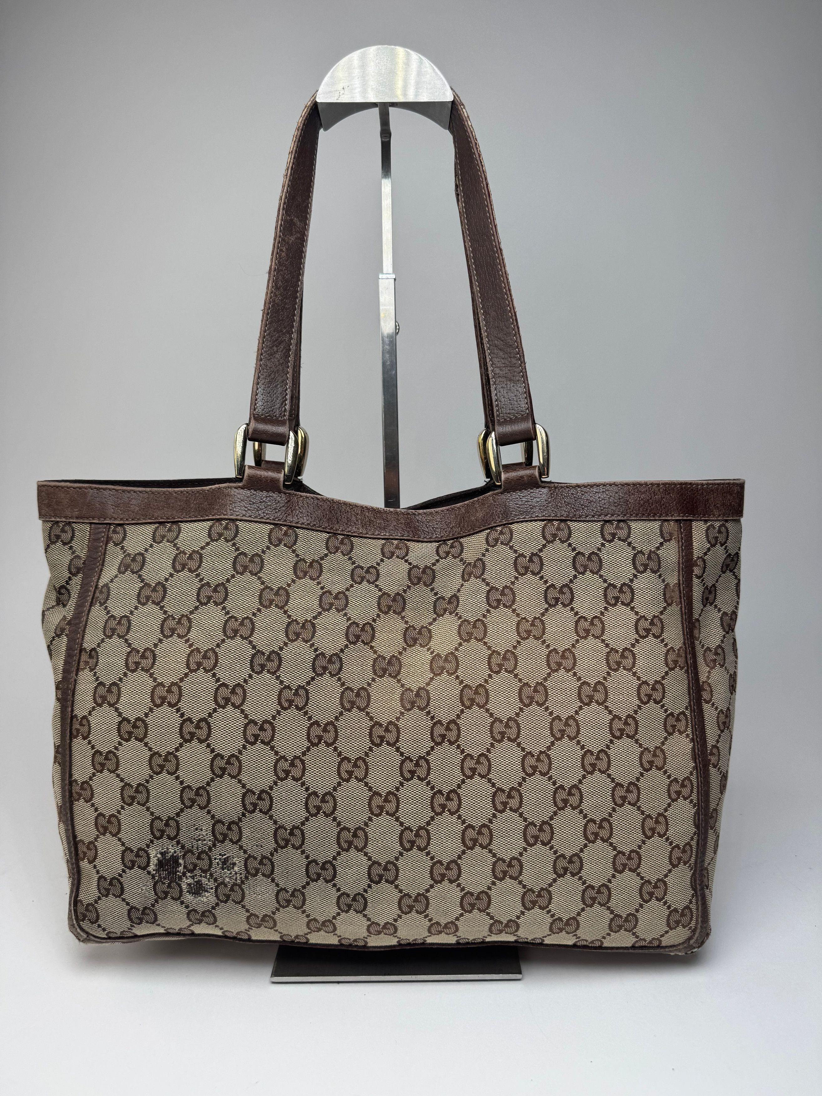 Gucci Vintage Monogram Handbag Beige Brown Size ONE SIZE - 2 Thumbnail