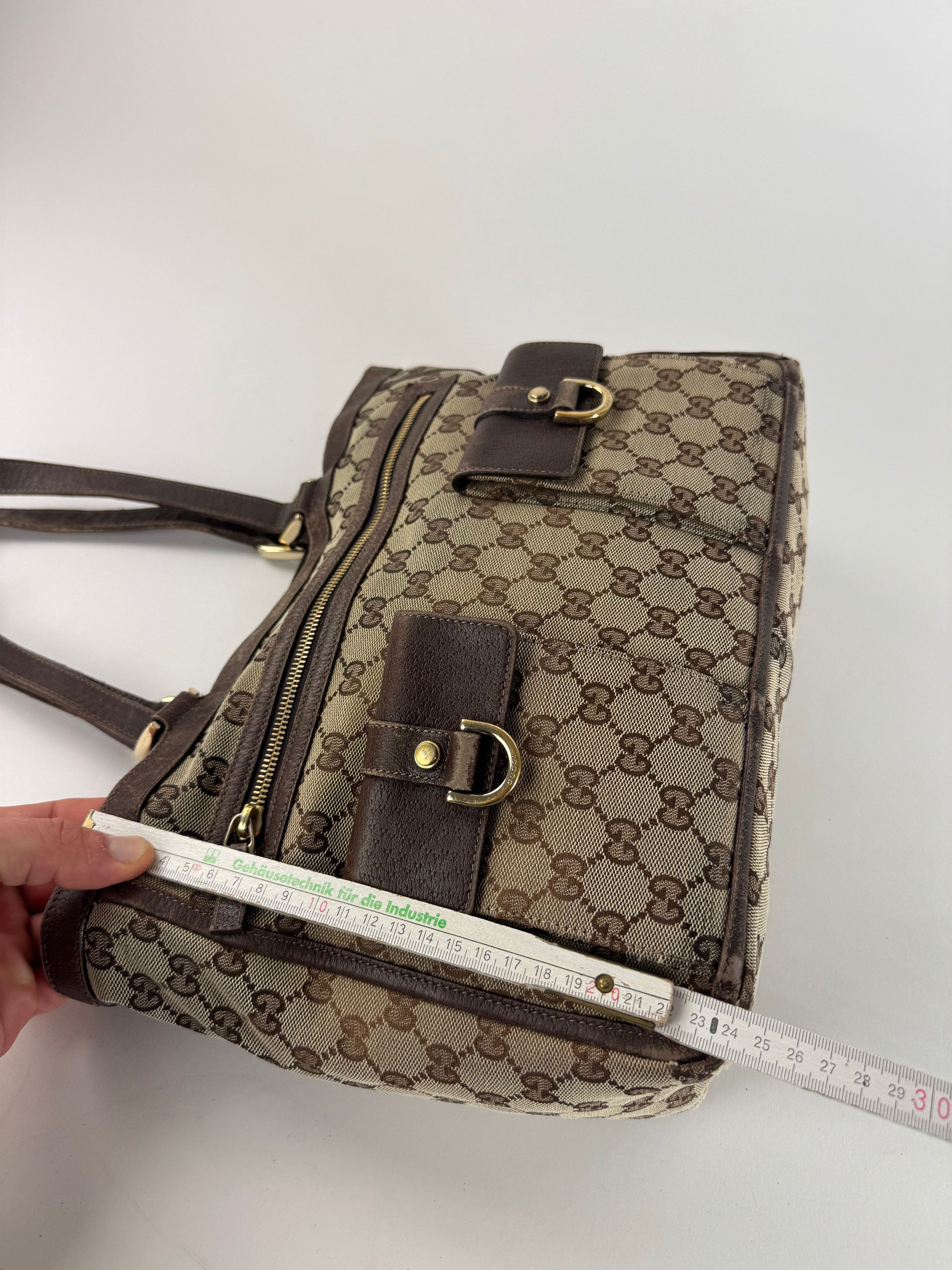 Gucci Vintage Monogram Handbag Beige Brown Size ONE SIZE - 12 Thumbnail