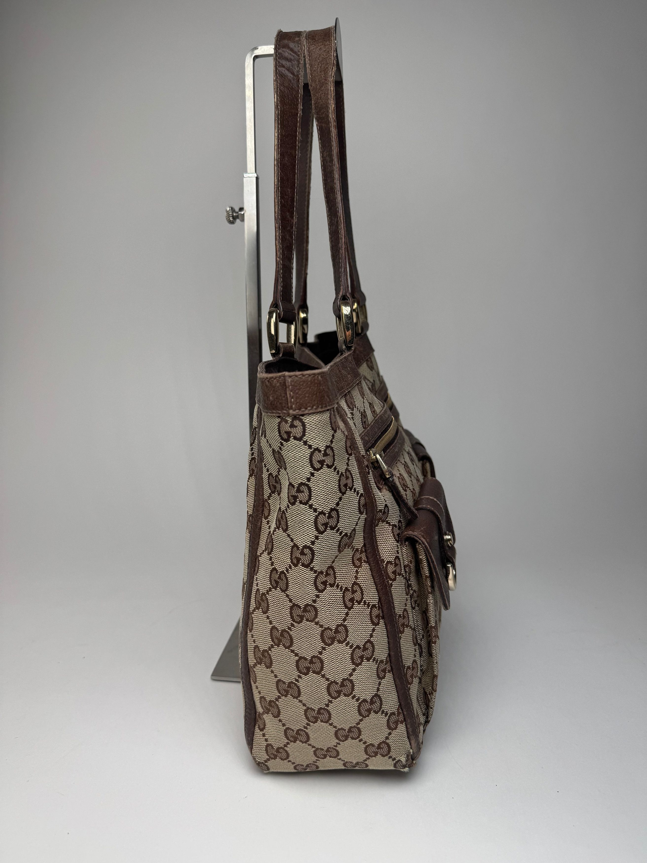 Gucci Vintage Monogram Handbag Beige Brown Size ONE SIZE - 9 Thumbnail