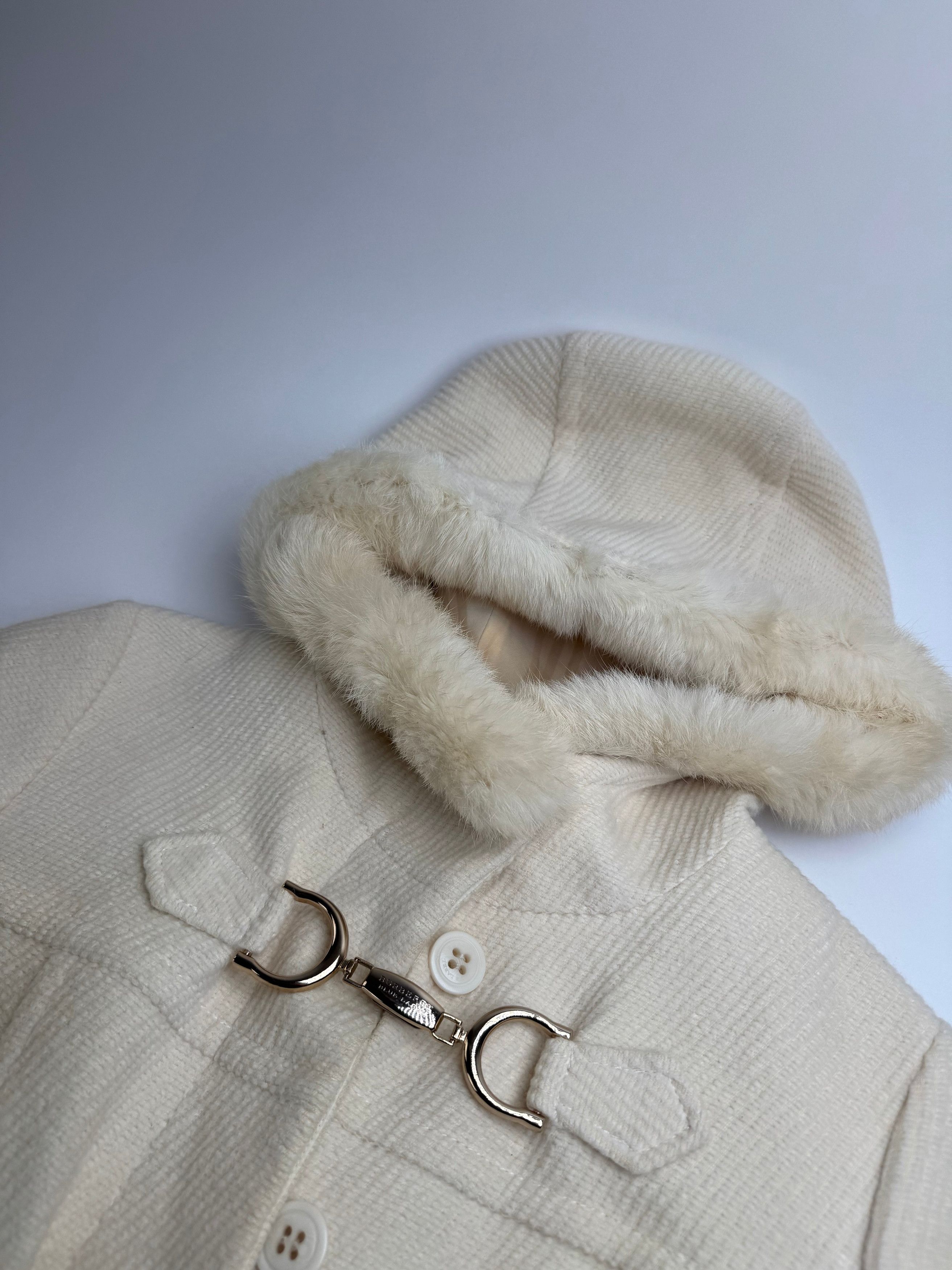 Burberry Vintage Wool Fur Coat Beige White M Size S / US 4 / IT 40 - 6 Thumbnail