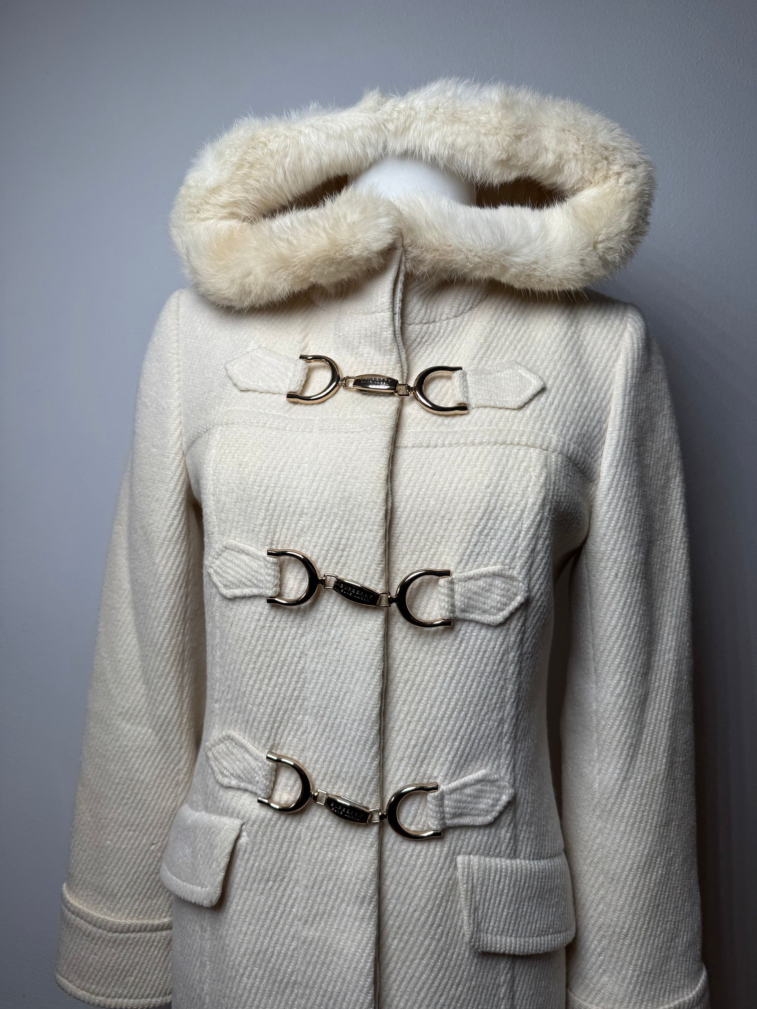 Burberry Vintage Wool Fur Coat Beige White M Size S / US 4 / IT 40 - 14 Thumbnail