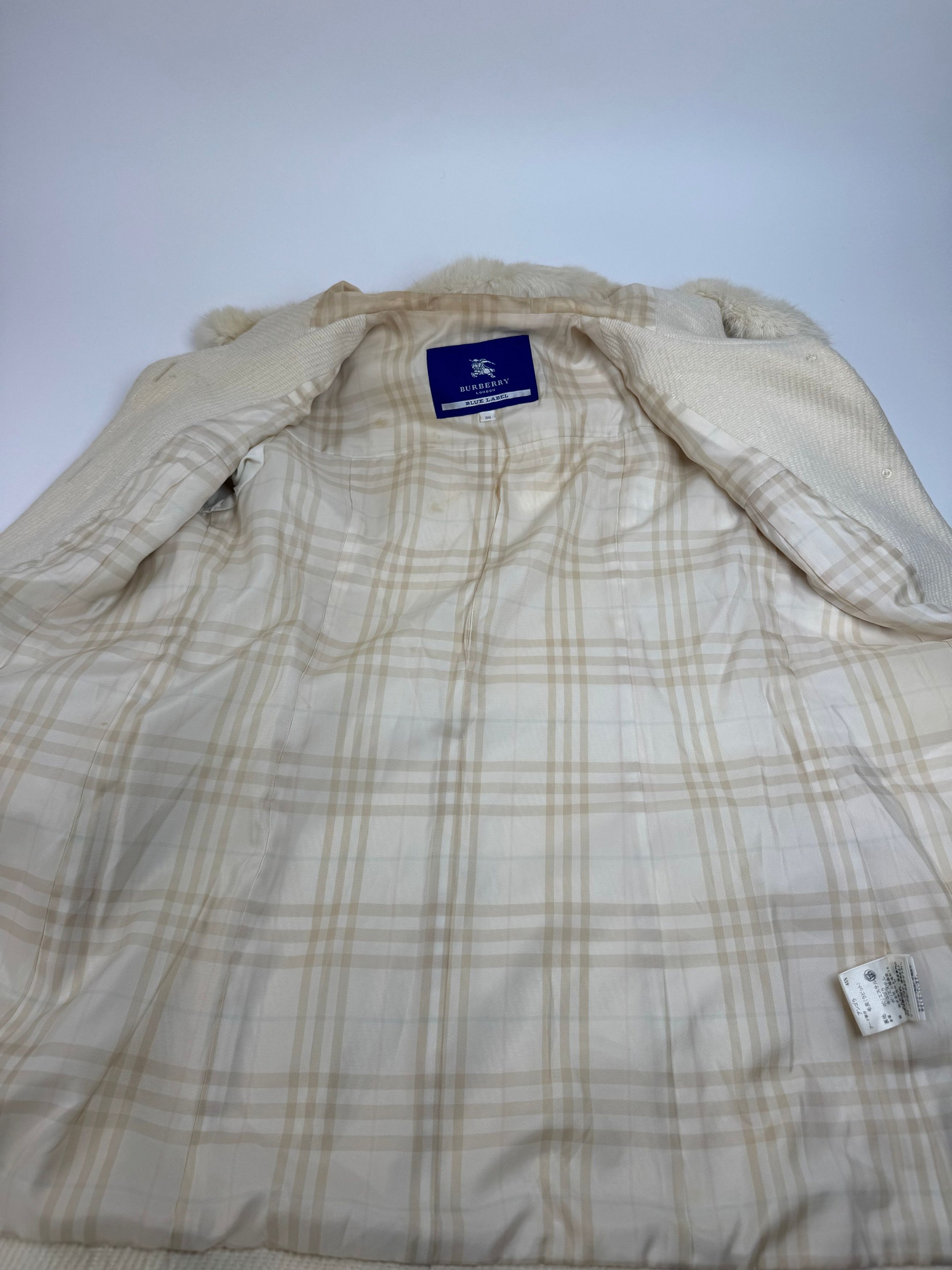 Burberry Vintage Wool Fur Coat Beige White M Size S / US 4 / IT 40 - 10 Thumbnail