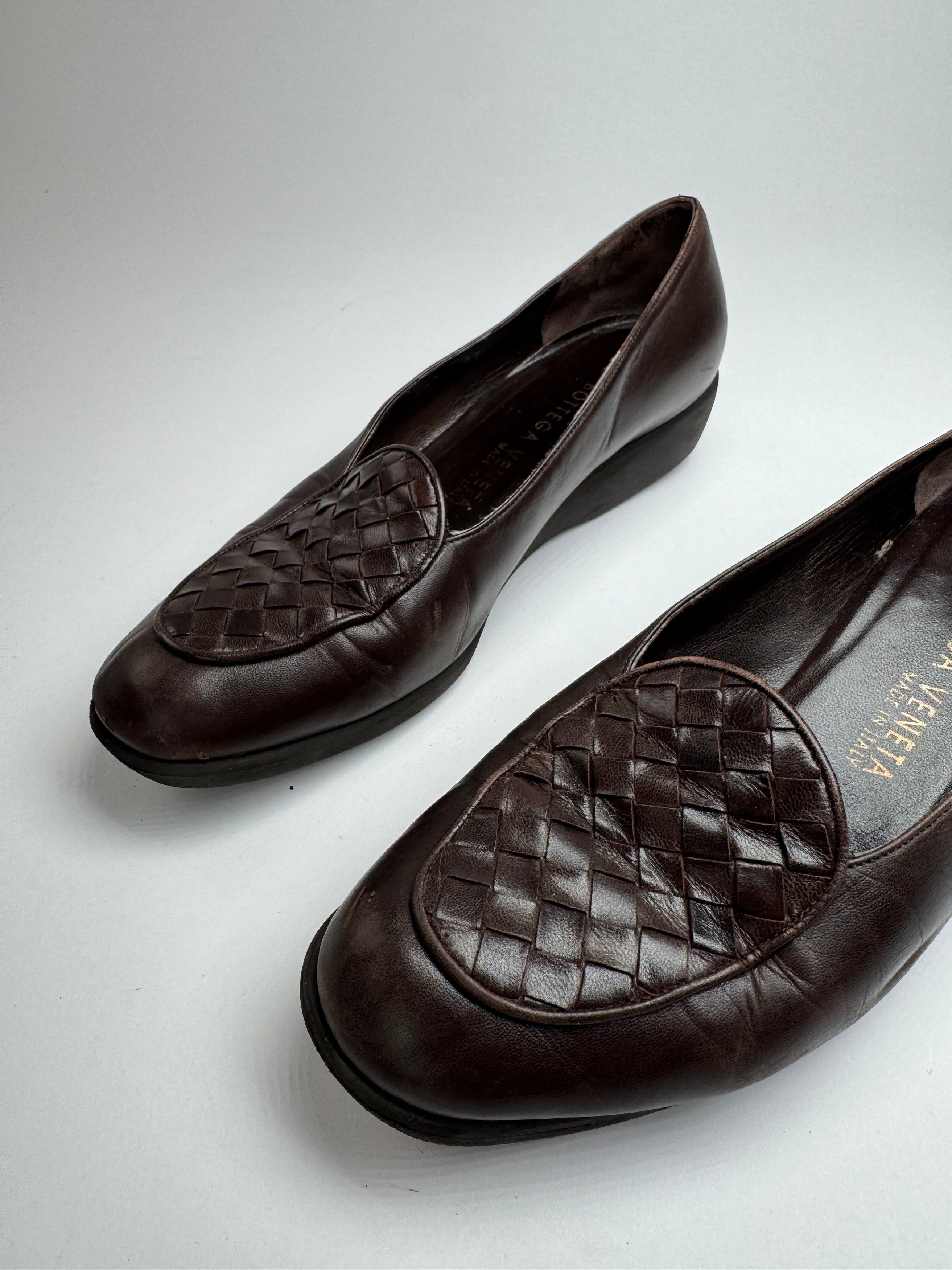 Bottega Veneta Vintage Intrecciato Leather Loafer Brown 37C Size US 6 / IT 36 - 3 Thumbnail