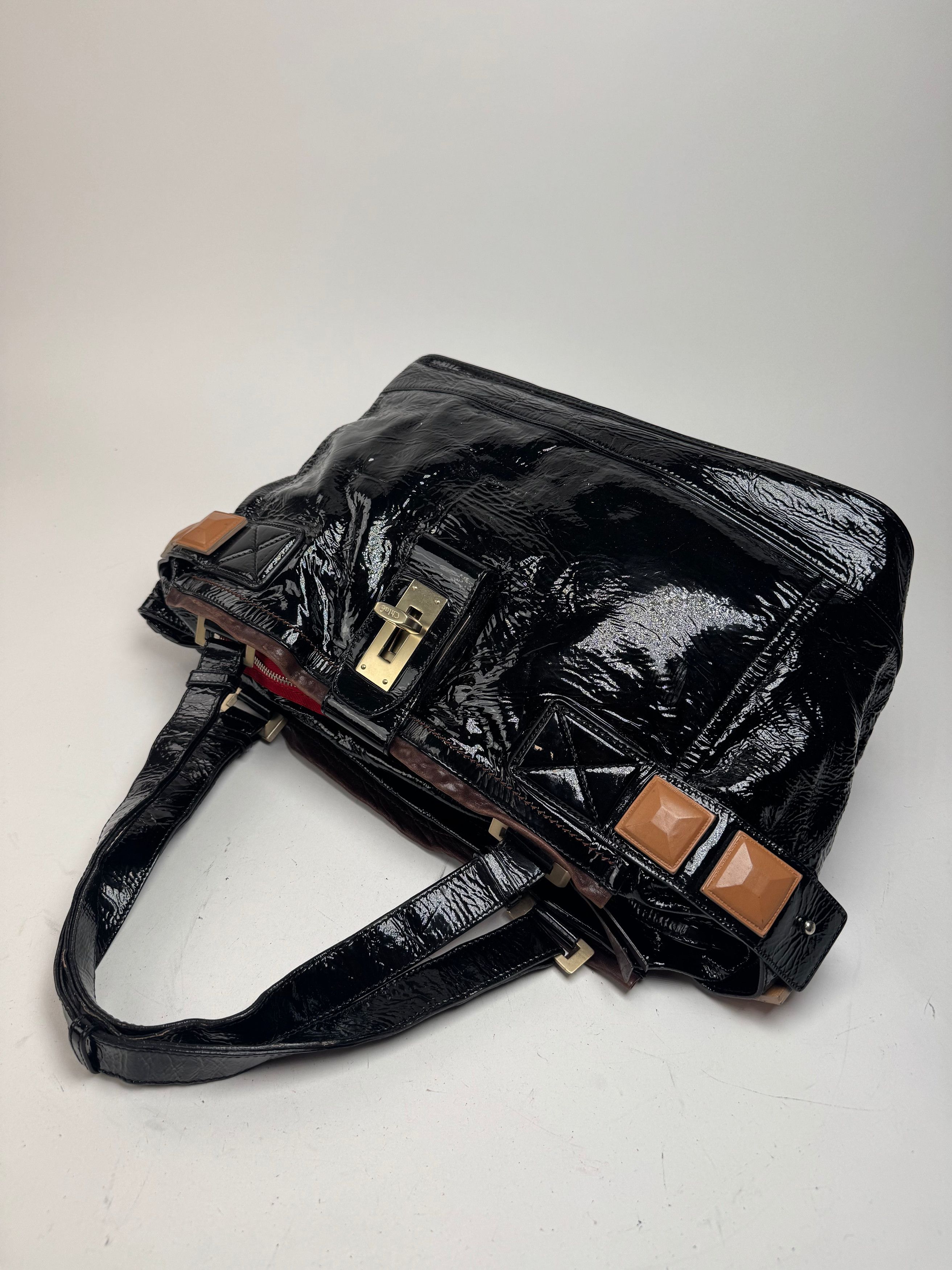 Chloe Vintage Patent Leather Paddington Tote Bag black Size ONE SIZE - 9 Thumbnail