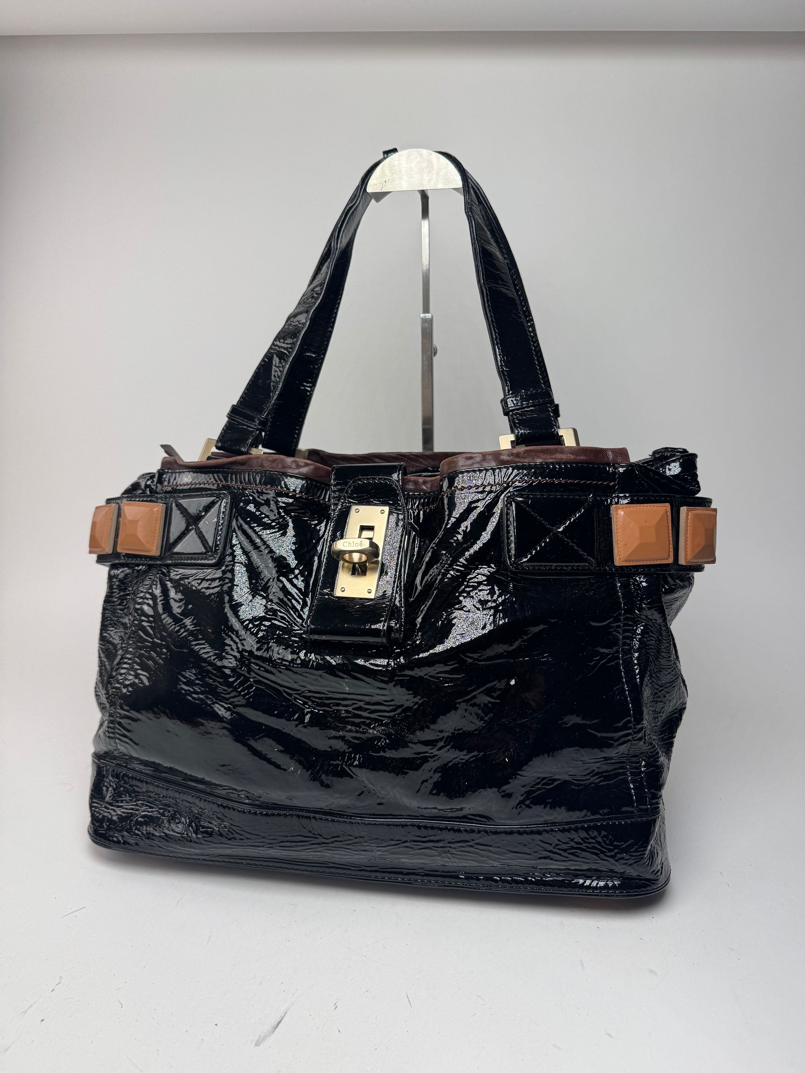 Chloe Vintage Patent Leather Paddington Tote Bag black Size ONE SIZE - 6 Thumbnail