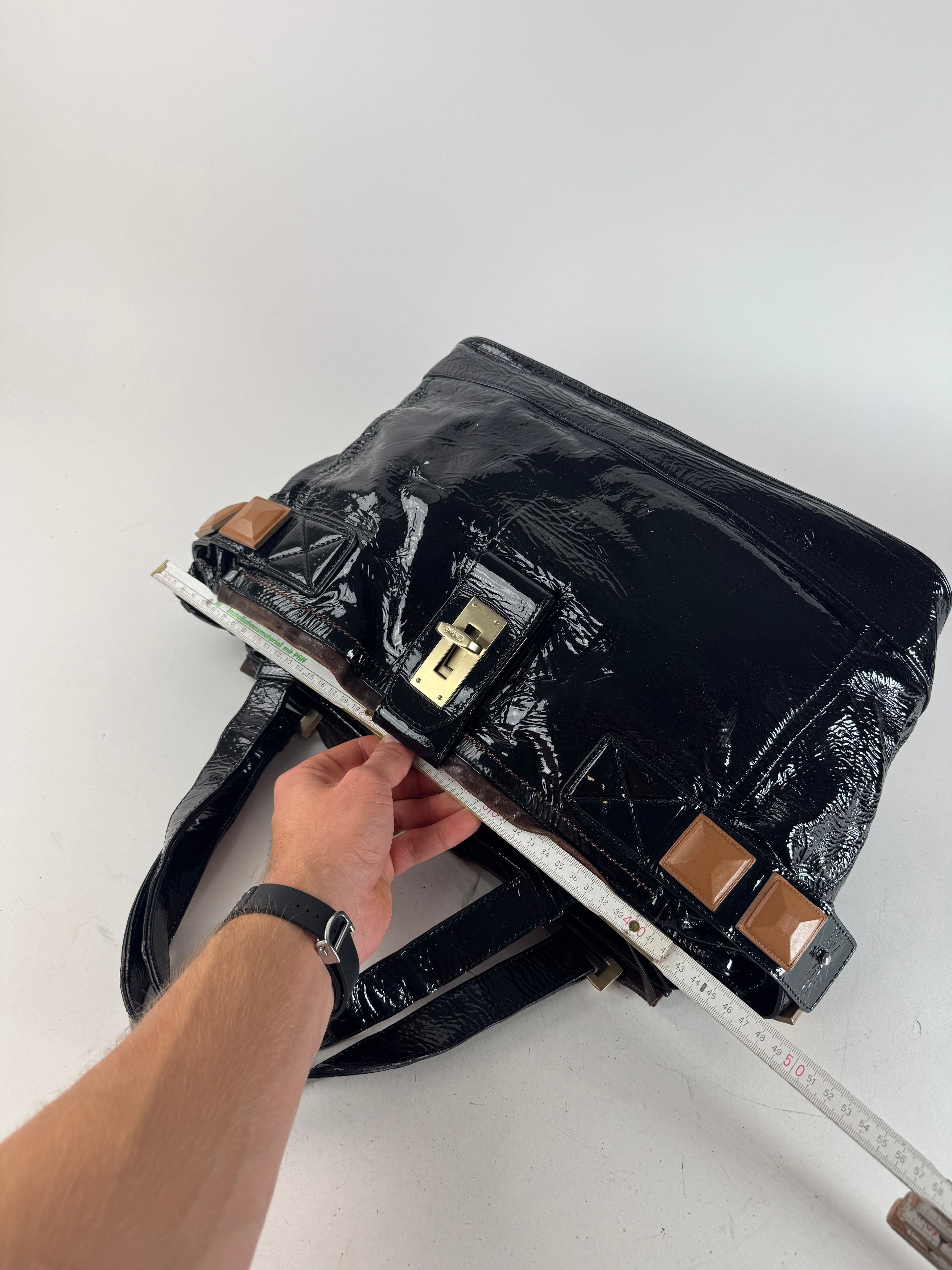 Chloe Vintage Patent Leather Paddington Tote Bag black Size ONE SIZE - 10 Thumbnail