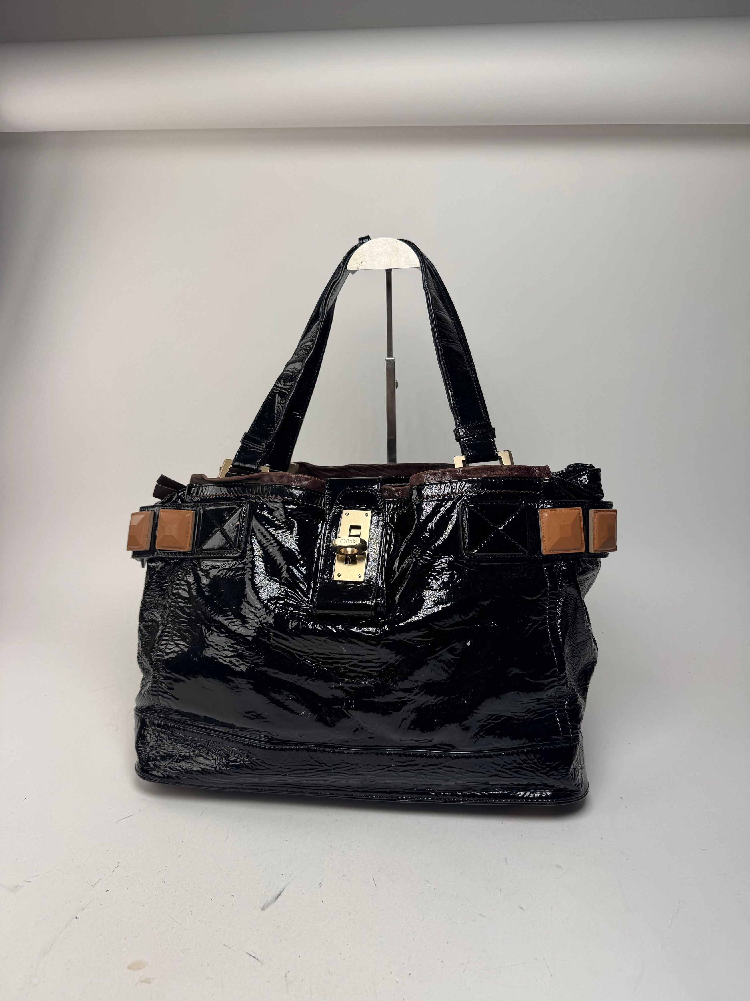 Chloe Vintage Patent Leather Paddington Tote Bag black Size ONE SIZE - 13 Thumbnail