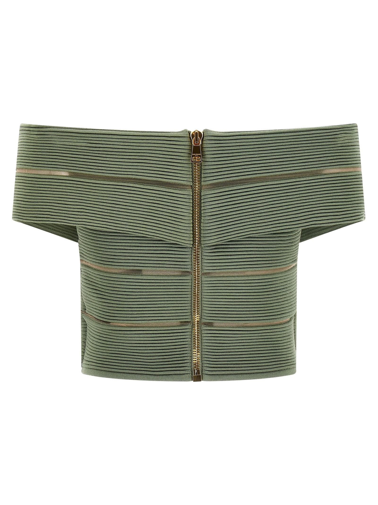 Balmain Off-The-Shoulder Crop Top Size S / US 4 / IT 40 - 2 Thumbnail