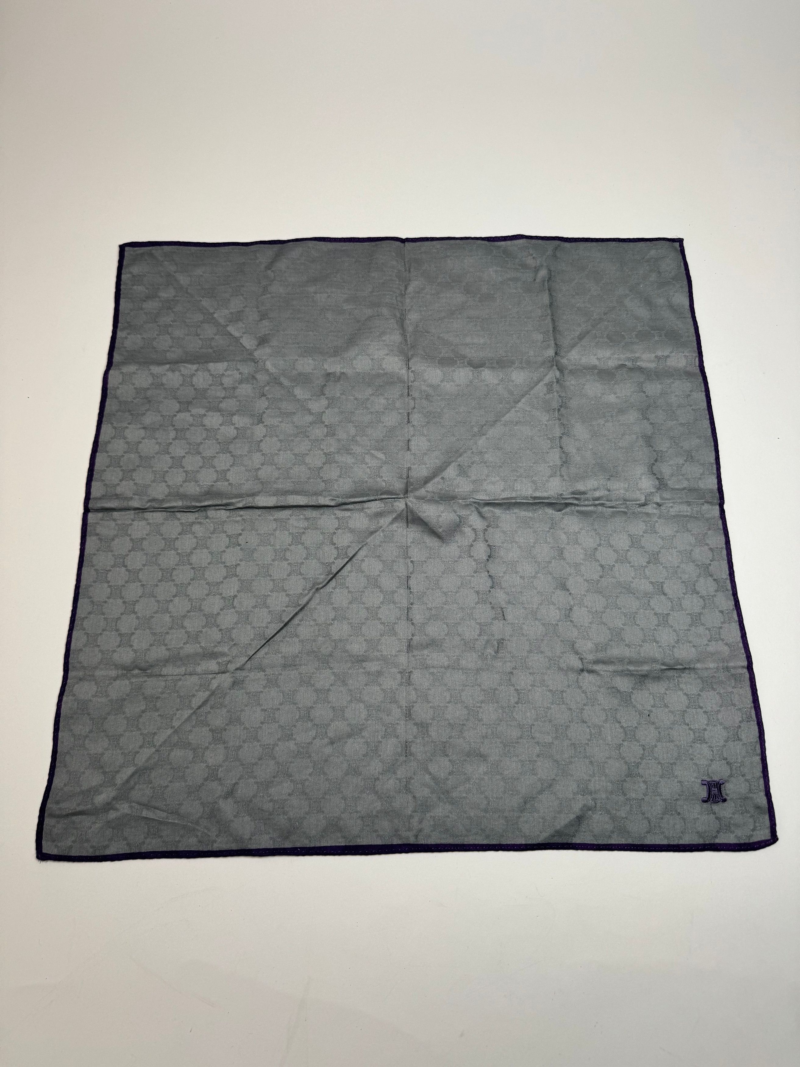 Celine Vintage Monogram Scarf Silver Blue Size ONE SIZE - 7 Thumbnail