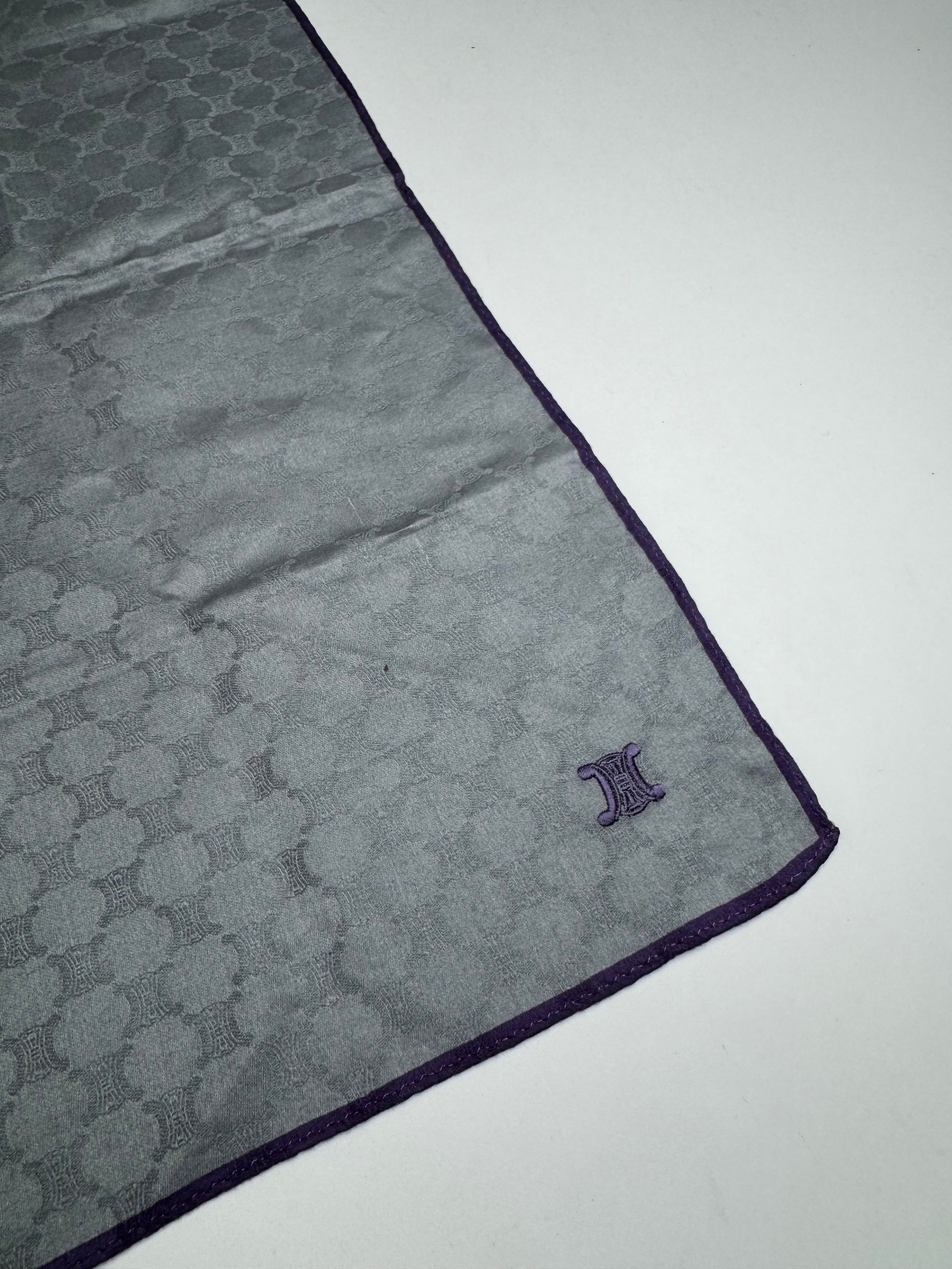 Celine Vintage Monogram Scarf Silver Blue Size ONE SIZE - 2 Thumbnail