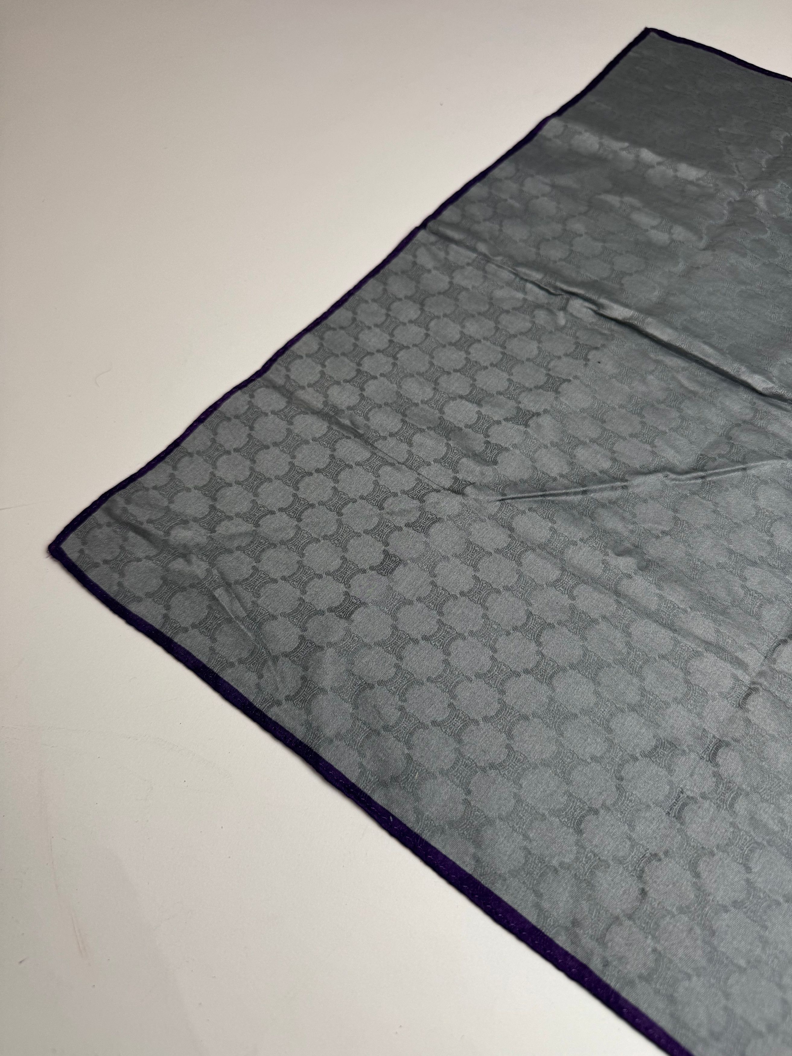 Celine Vintage Monogram Scarf Silver Blue Size ONE SIZE - 4 Thumbnail