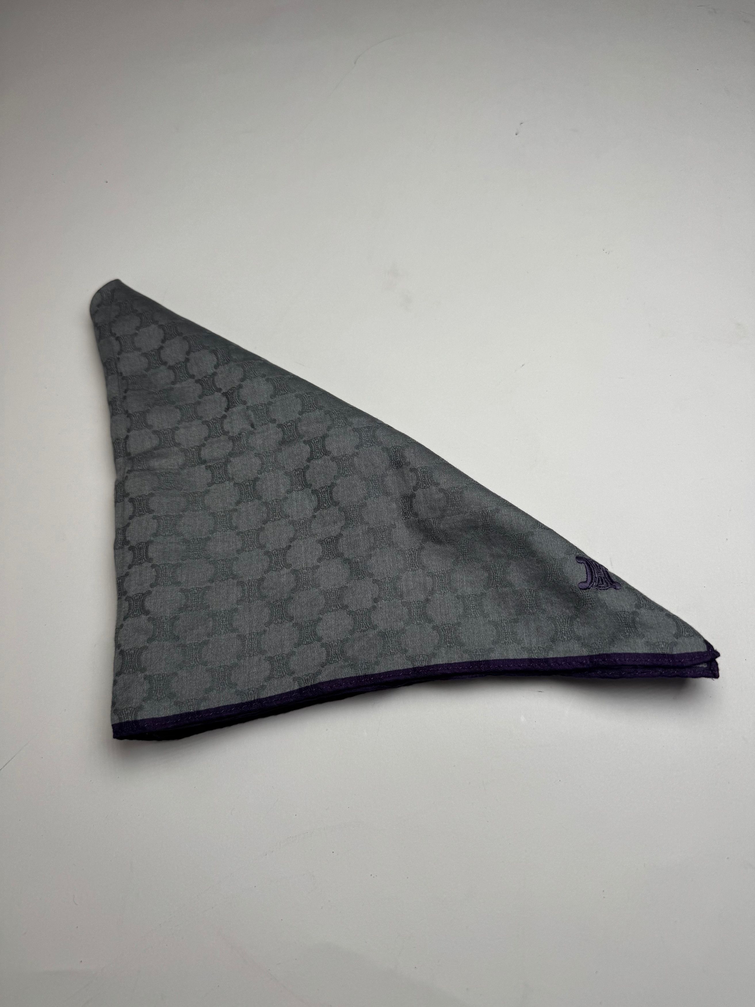 Celine Vintage Monogram Scarf Silver Blue Size ONE SIZE - 6 Thumbnail