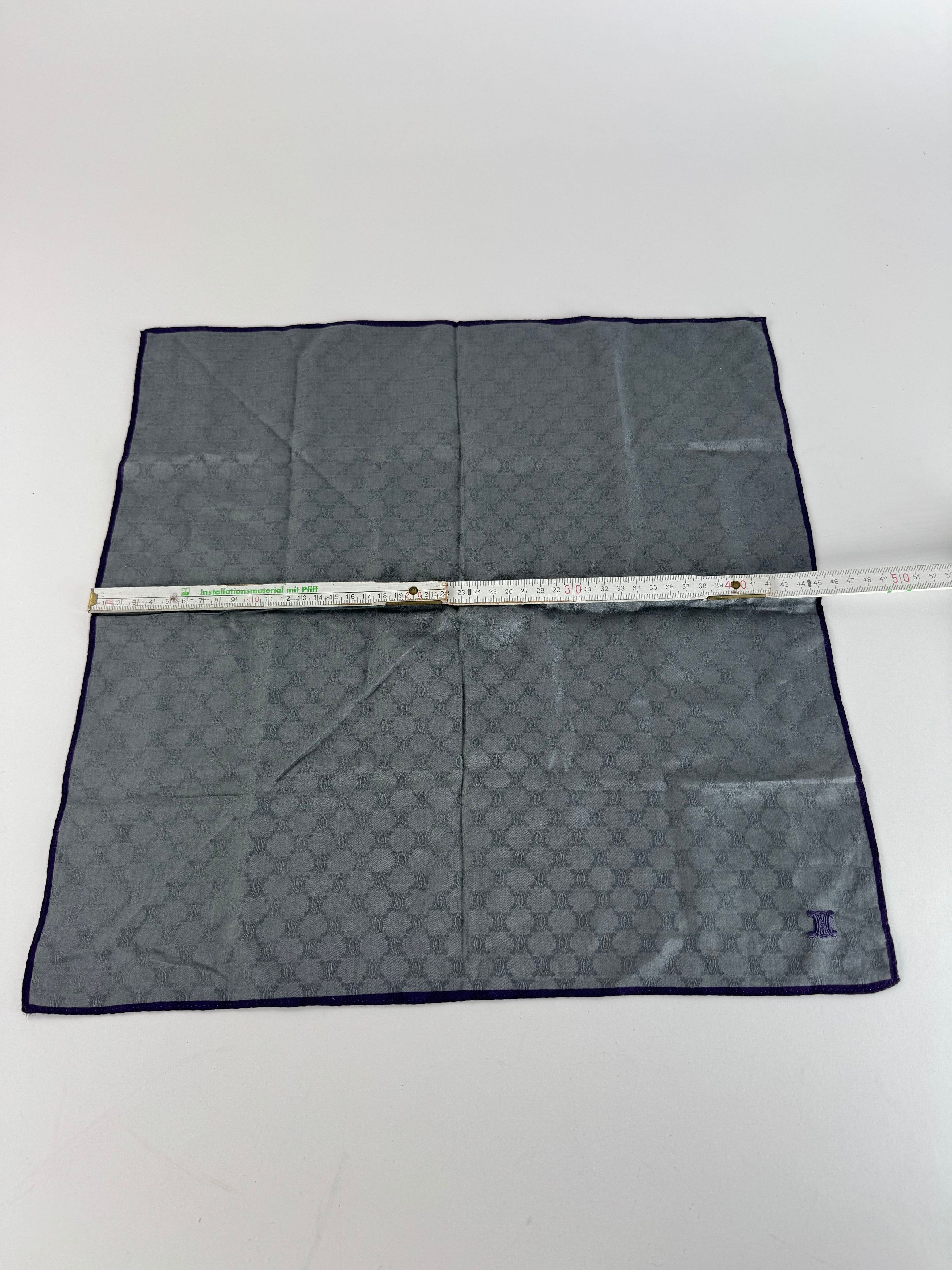Celine Vintage Monogram Scarf Silver Blue Size ONE SIZE - 5 Thumbnail