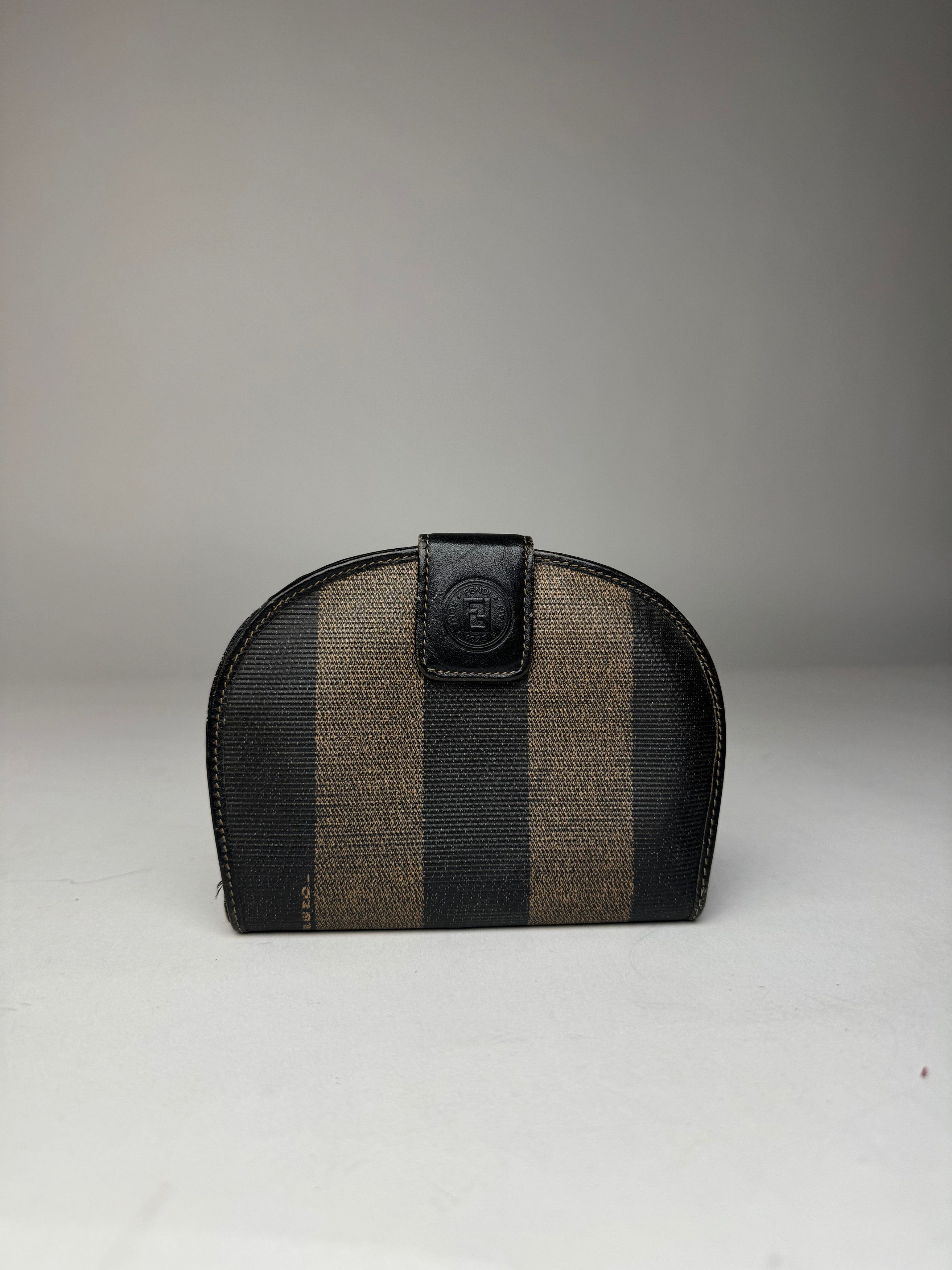 Fendi Vintage Roma Striped Leather Wallet Black Brown Size ONE SIZE - 10 Thumbnail