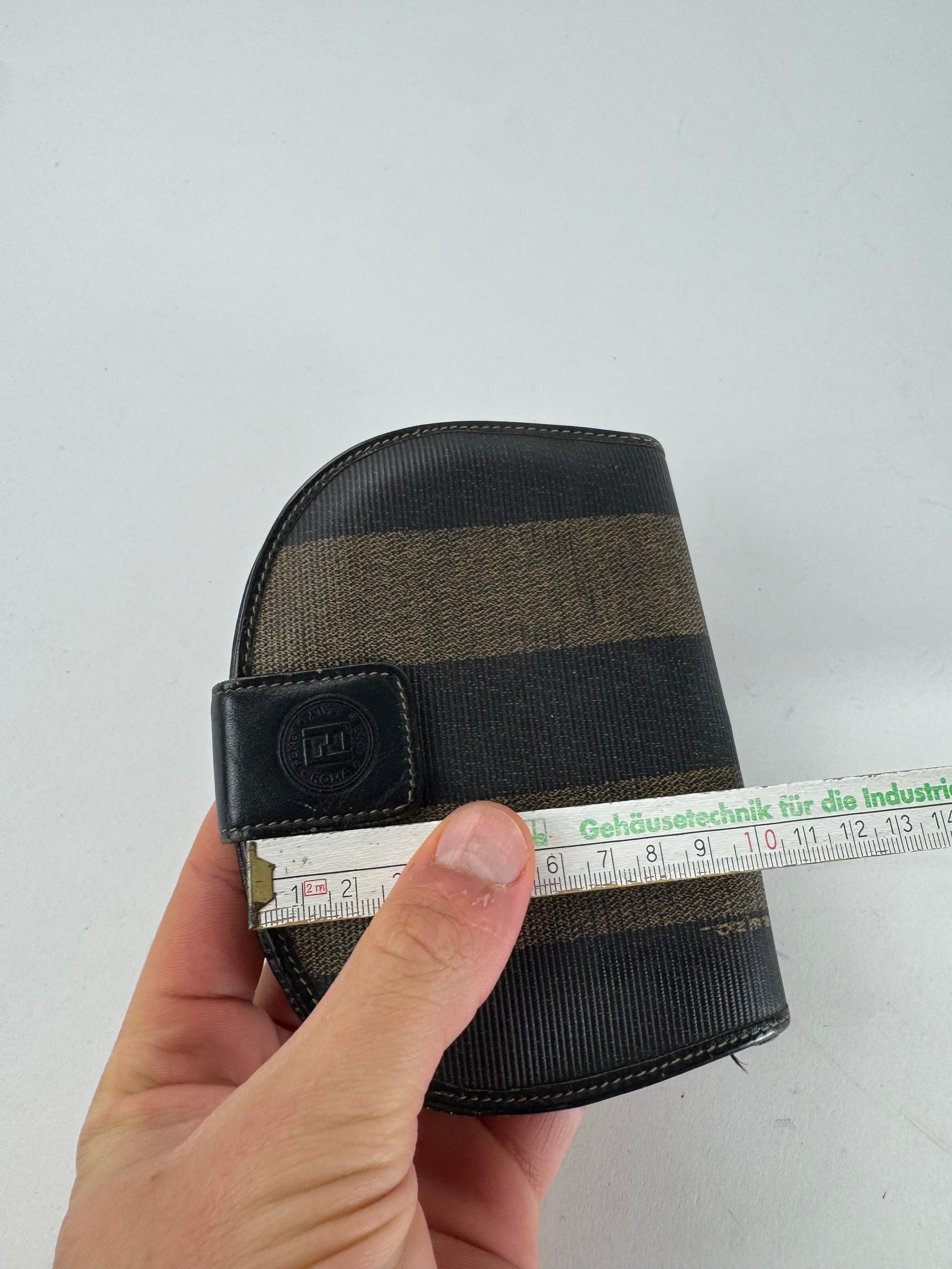 Fendi Vintage Roma Striped Leather Wallet Black Brown Size ONE SIZE - 9 Thumbnail