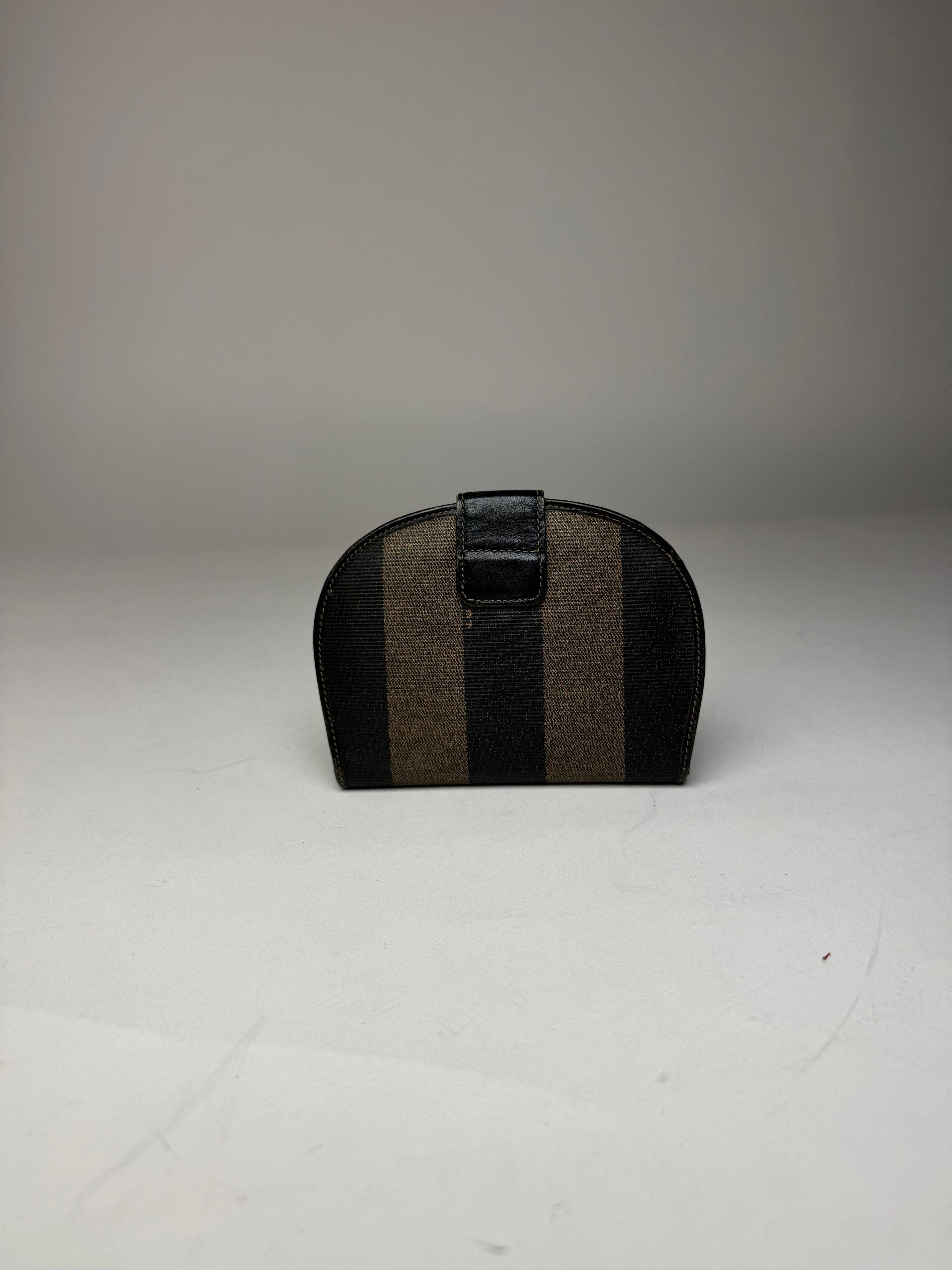 Fendi Vintage Roma Striped Leather Wallet Black Brown Size ONE SIZE - 2 Thumbnail
