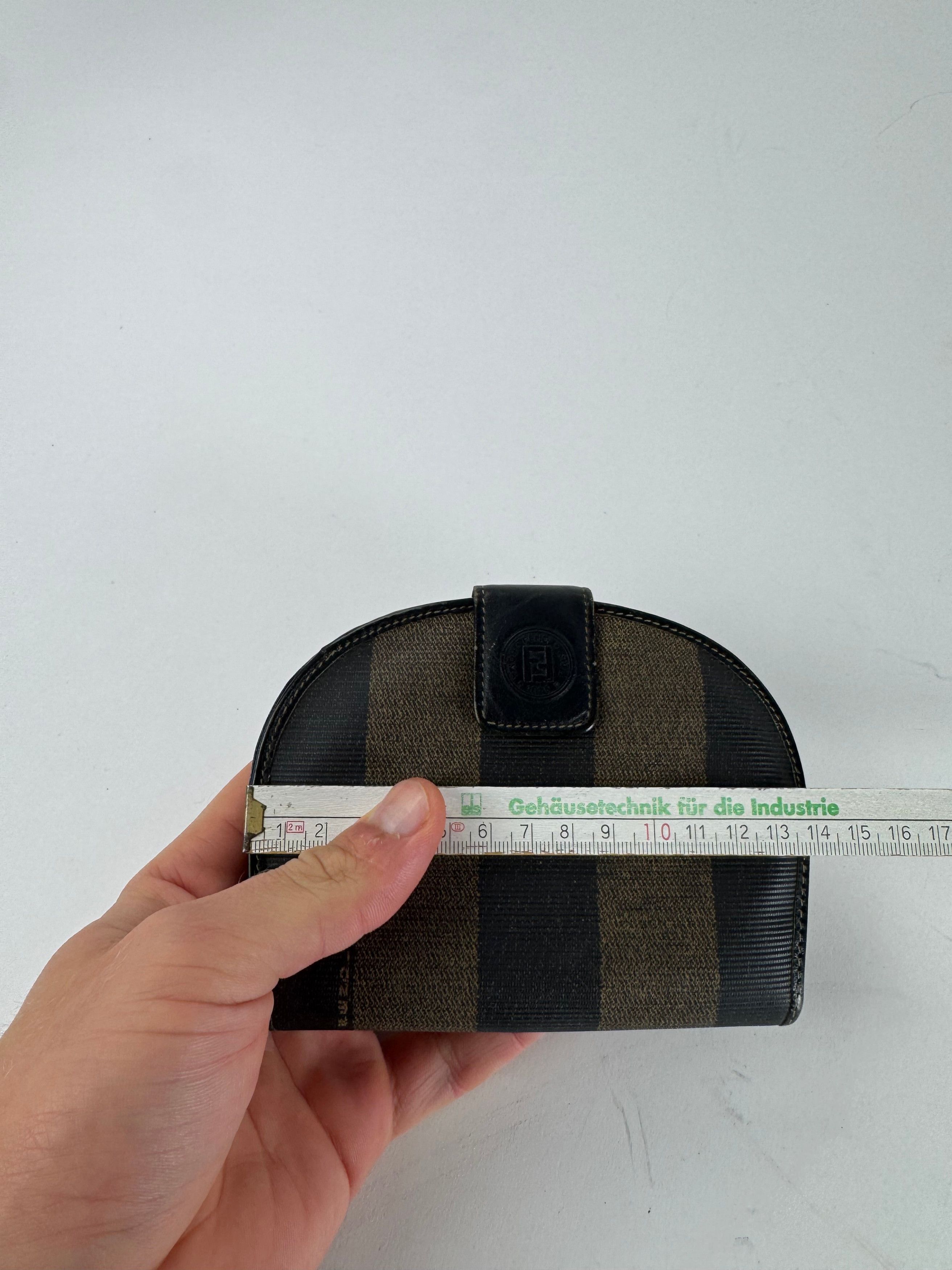 Fendi Vintage Roma Striped Leather Wallet Black Brown Size ONE SIZE - 8 Thumbnail