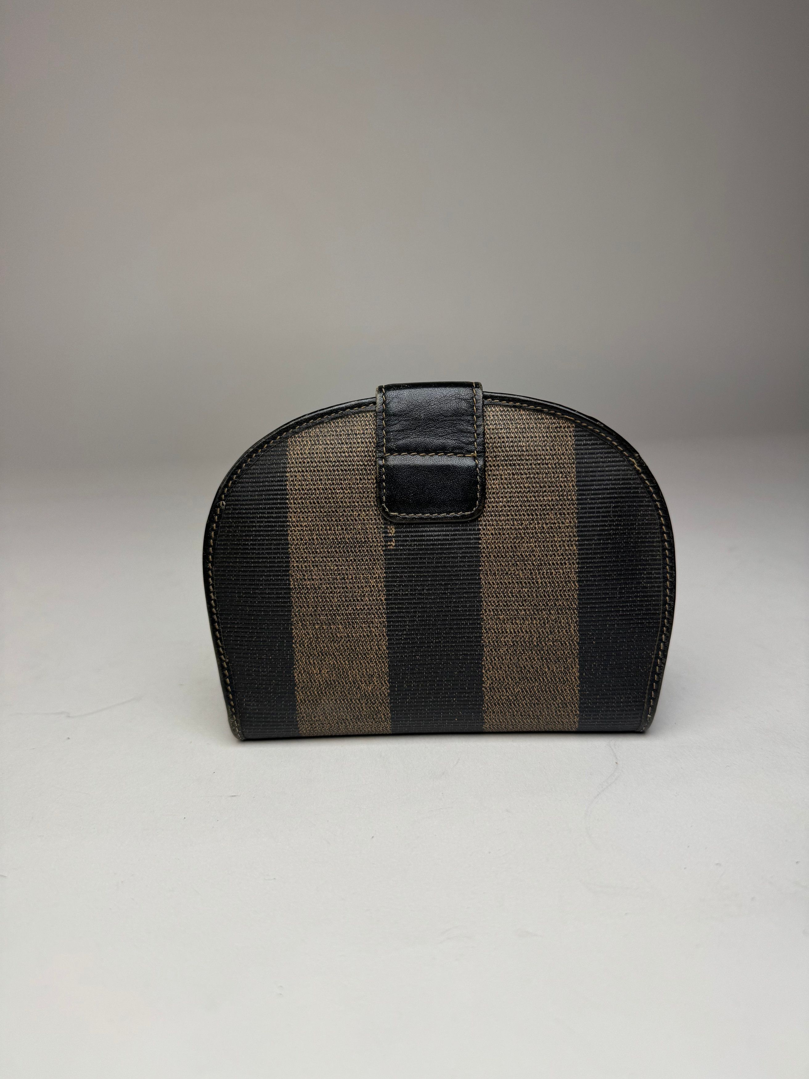 Fendi Vintage Roma Striped Leather Wallet Black Brown Size ONE SIZE - 11 Thumbnail