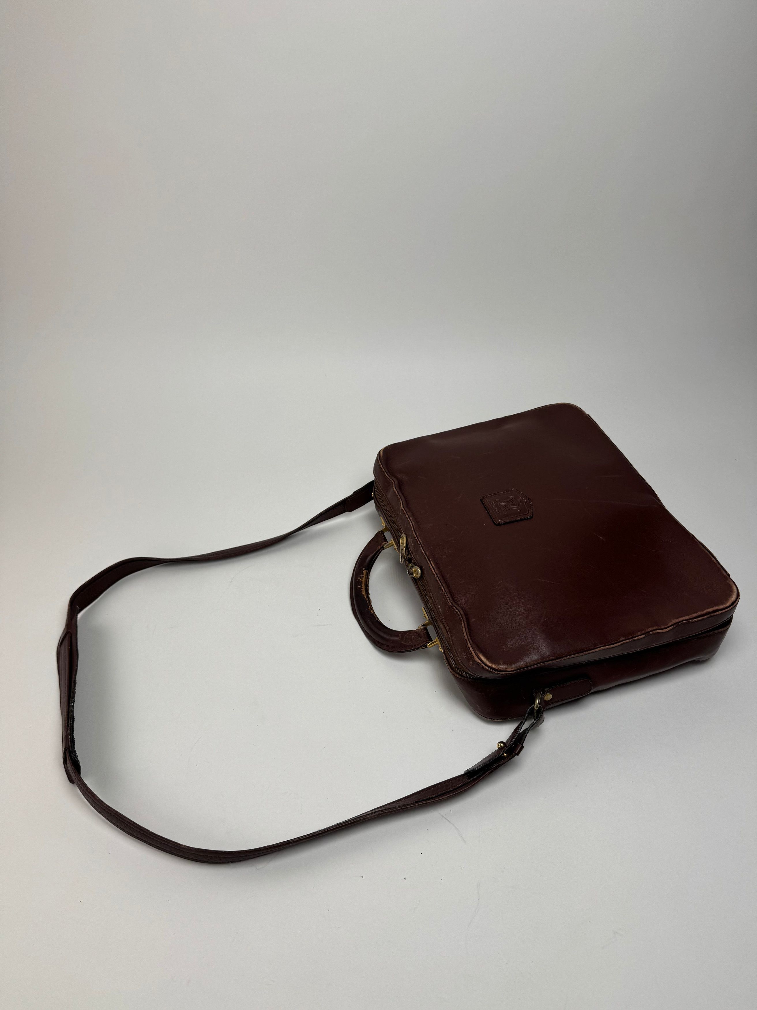Celine Vintage Paris 2Way Leather Travel Bag Brown Size ONE SIZE - 11 Thumbnail