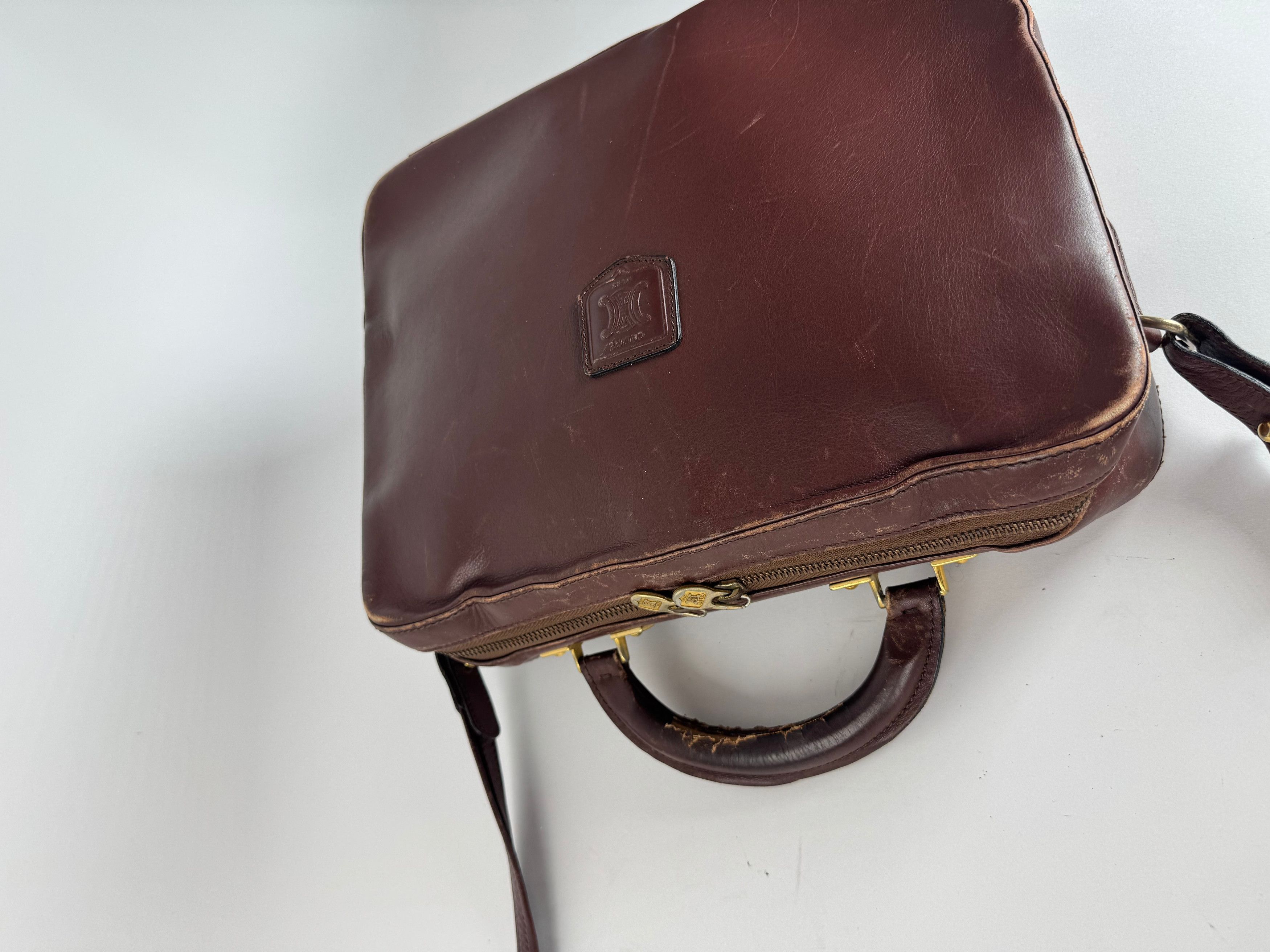 Celine Vintage Paris 2Way Leather Travel Bag Brown Size ONE SIZE - 13 Thumbnail