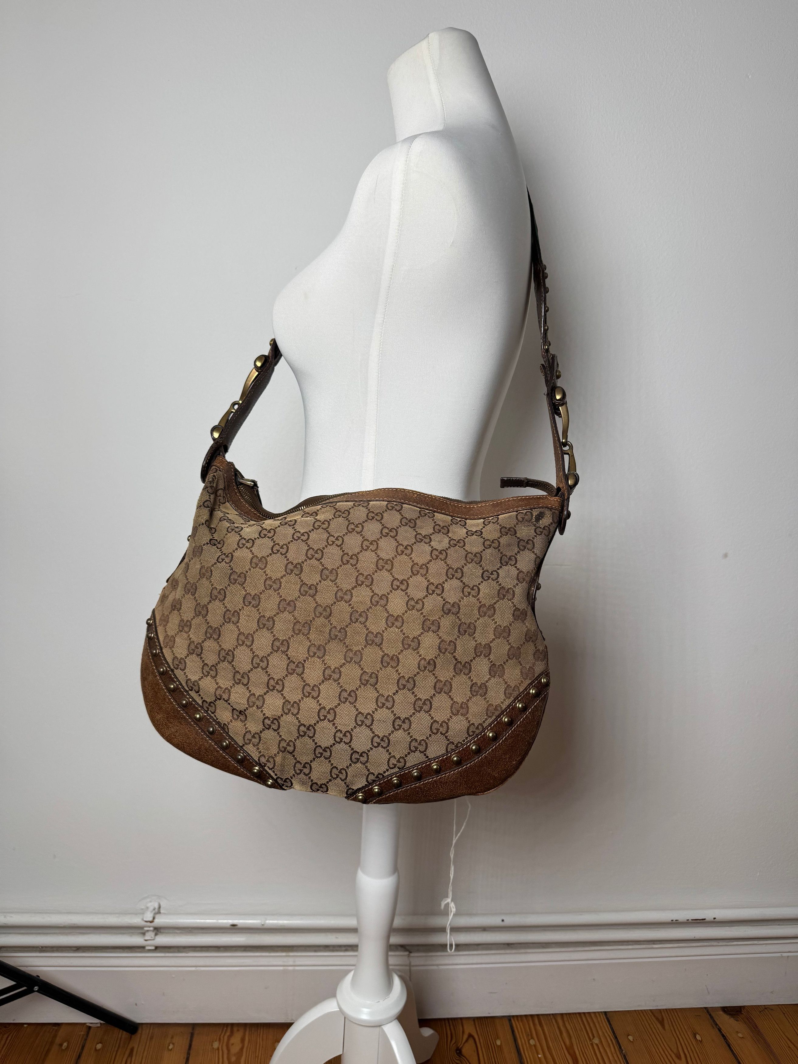 Gucci Vintage Studded Monogram Bag beige brown Size ONE SIZE - 14 Thumbnail