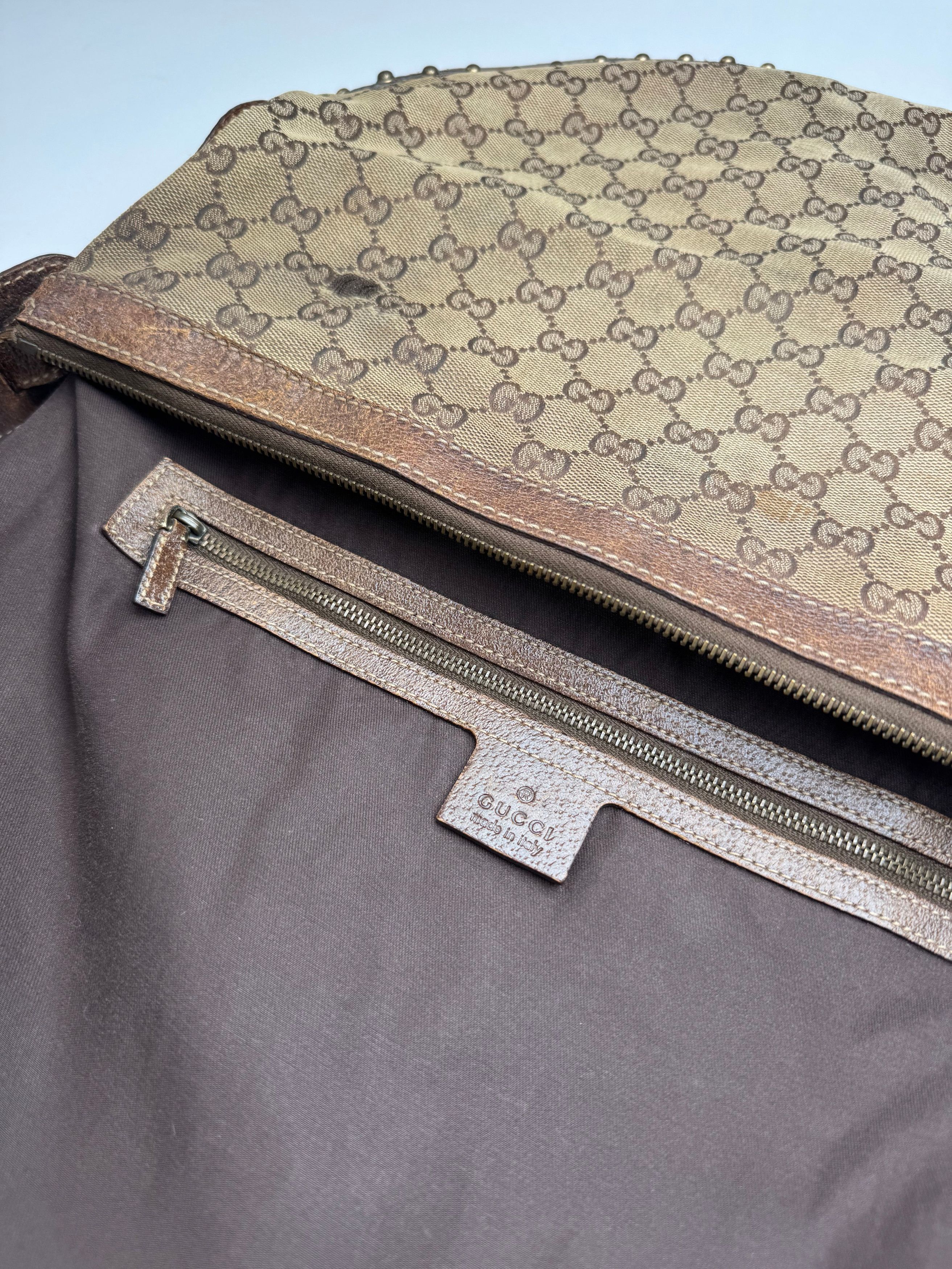 Gucci Vintage Studded Monogram Bag beige brown Size ONE SIZE - 4 Thumbnail