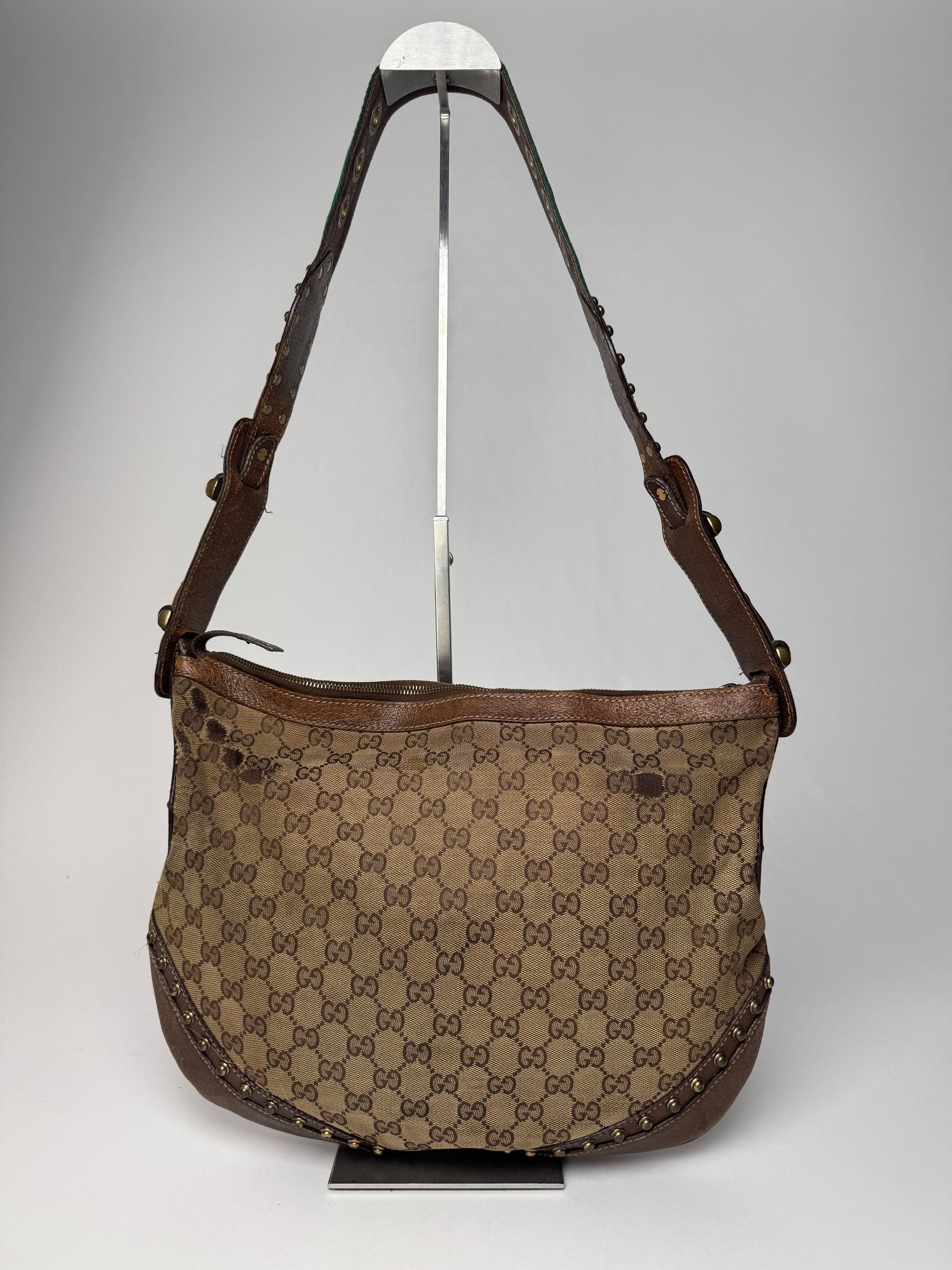 Gucci Vintage Studded Monogram Bag beige brown Size ONE SIZE - 2 Thumbnail