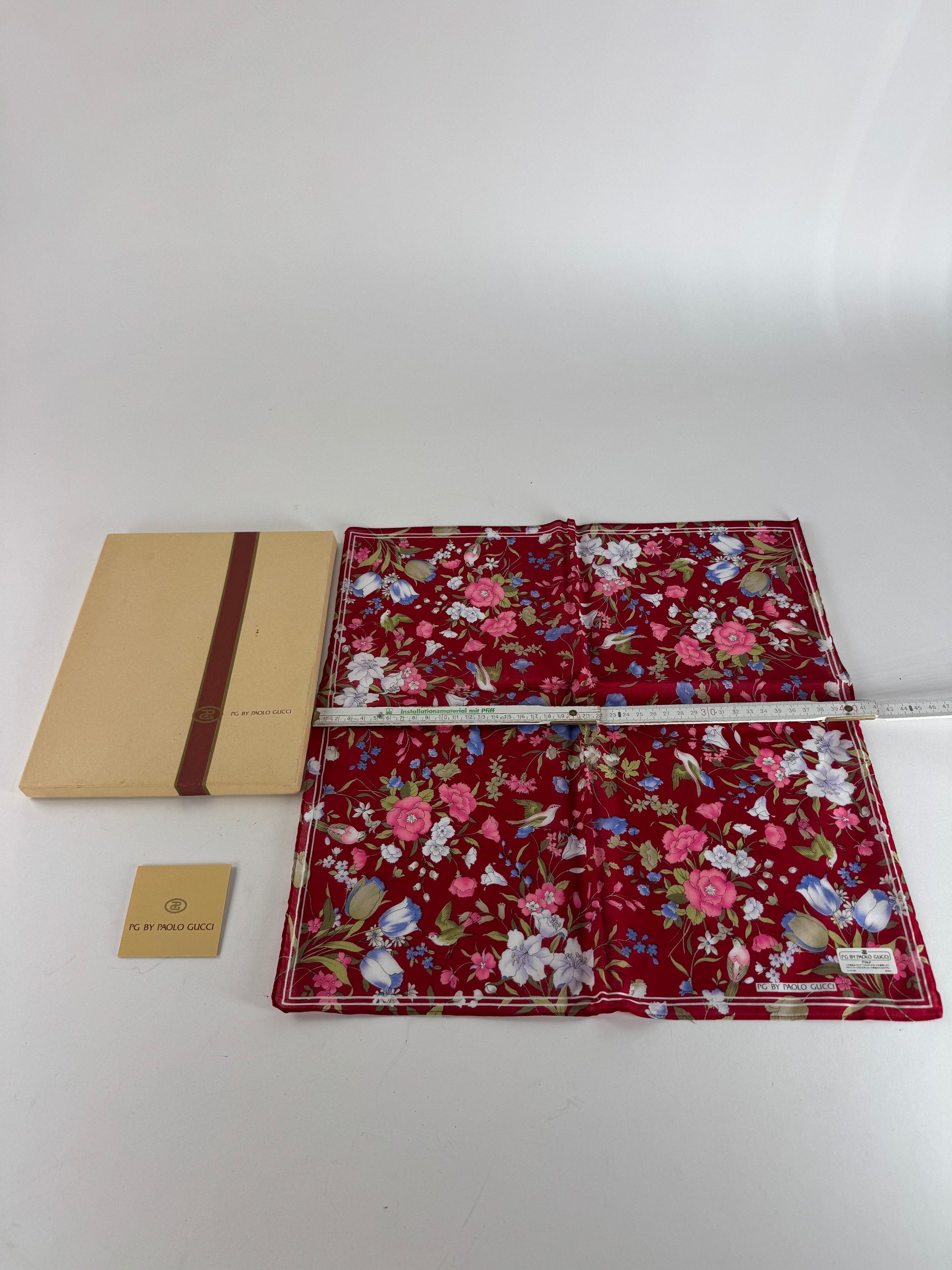 Gucci Vintage Floral Scarf Red New With Box Size ONE SIZE - 8 Thumbnail