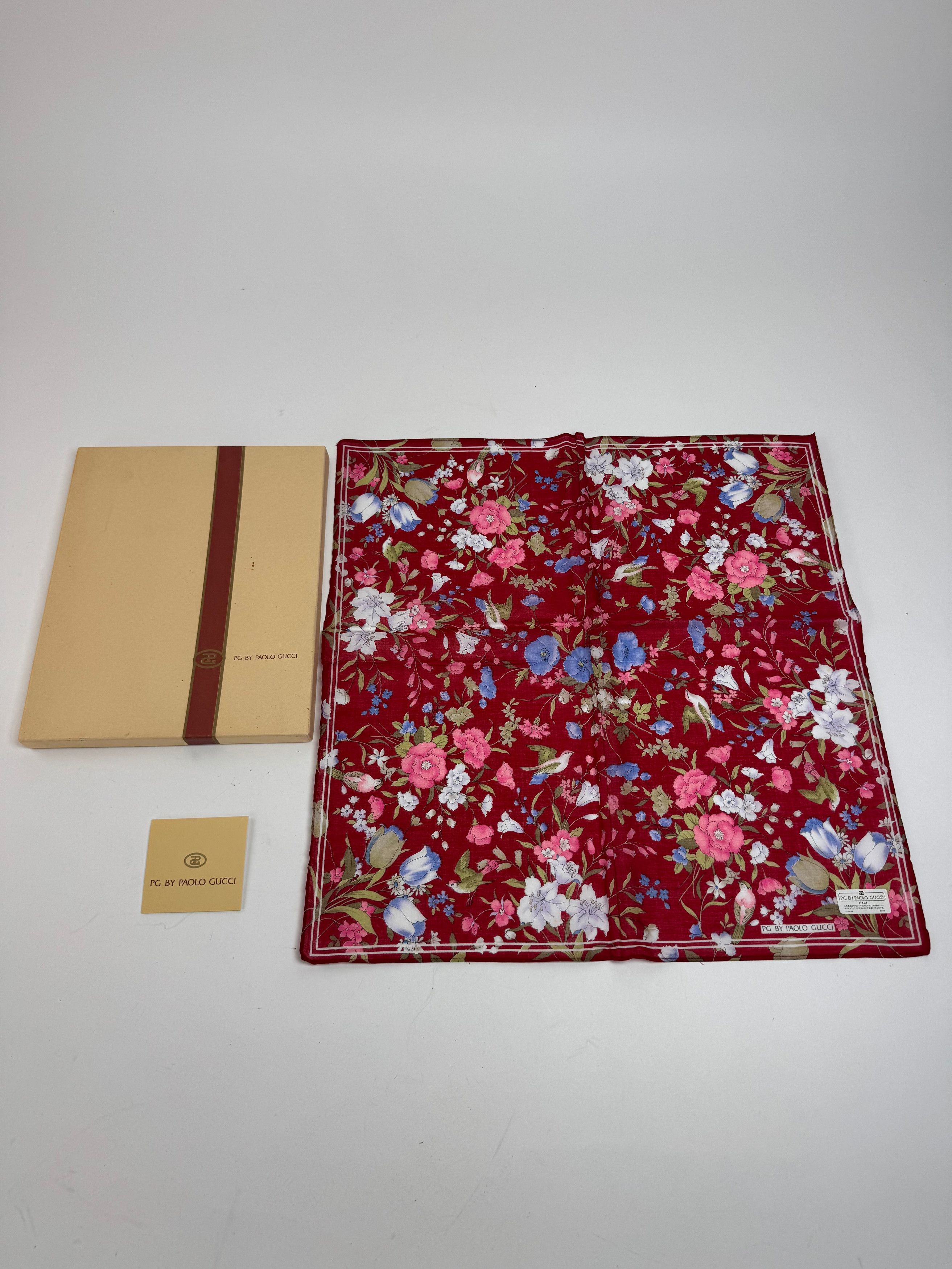 Gucci Vintage Floral Scarf Red New With Box Size ONE SIZE - 2 Thumbnail