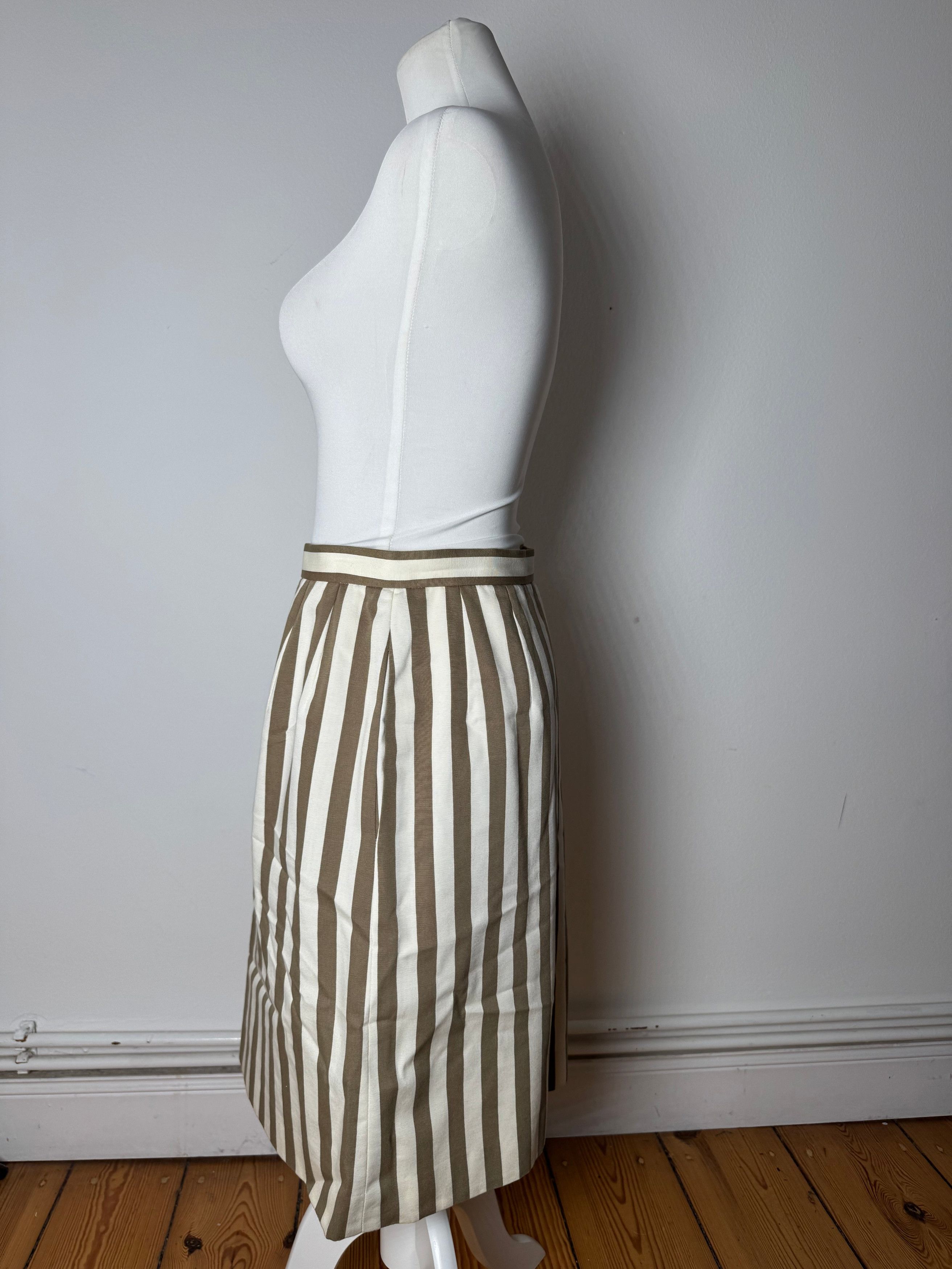 Balenciaga Vintage Striped Skirt Khaki Whie 40/L Size 27" / US 4 / IT 40 - 2 Thumbnail