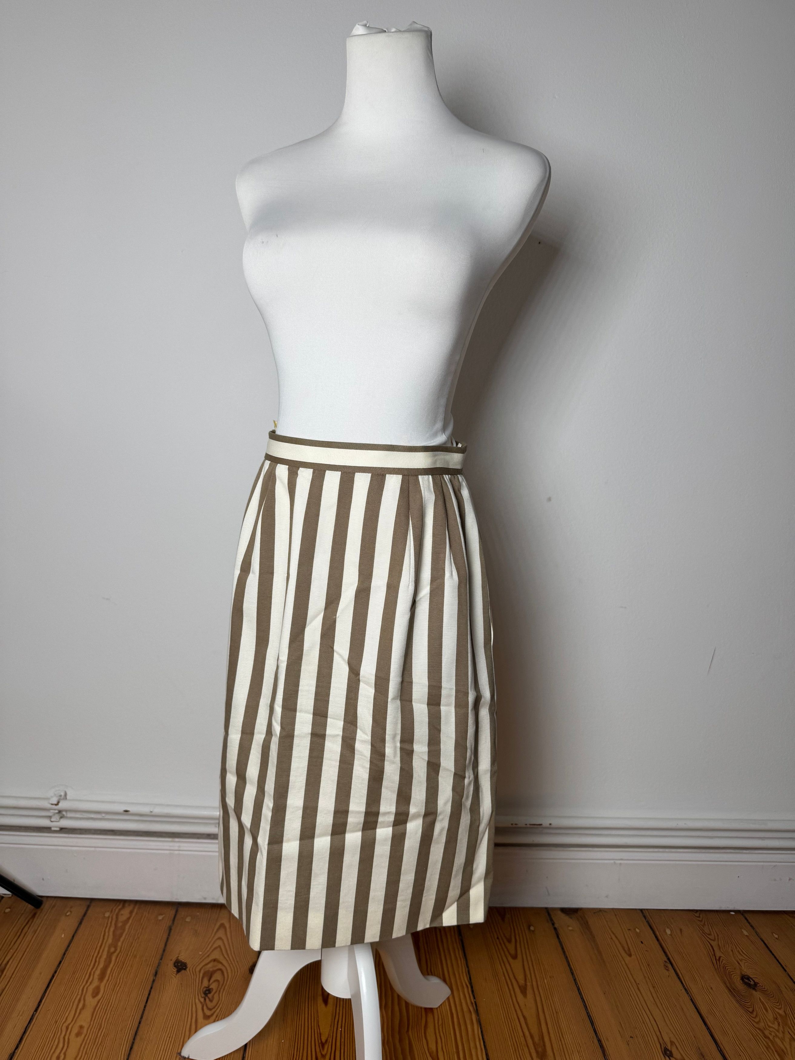 Balenciaga Vintage Striped Skirt Khaki Whie 40/L Size 27" / US 4 / IT 40 - 15 Thumbnail