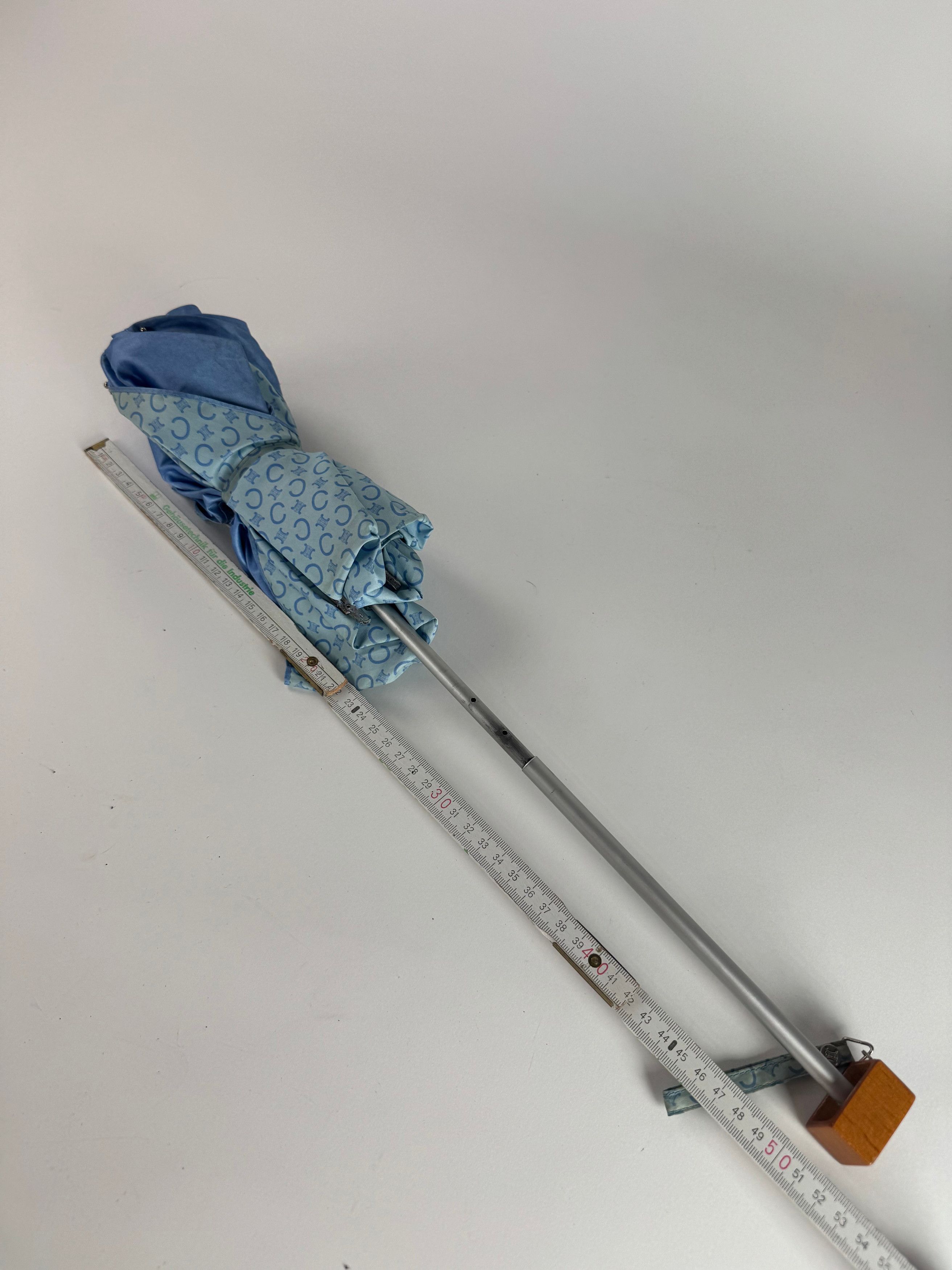 Celine Vintage Paris Monogram Polyester Umbrella Blue Size ONE SIZE - 10 Thumbnail