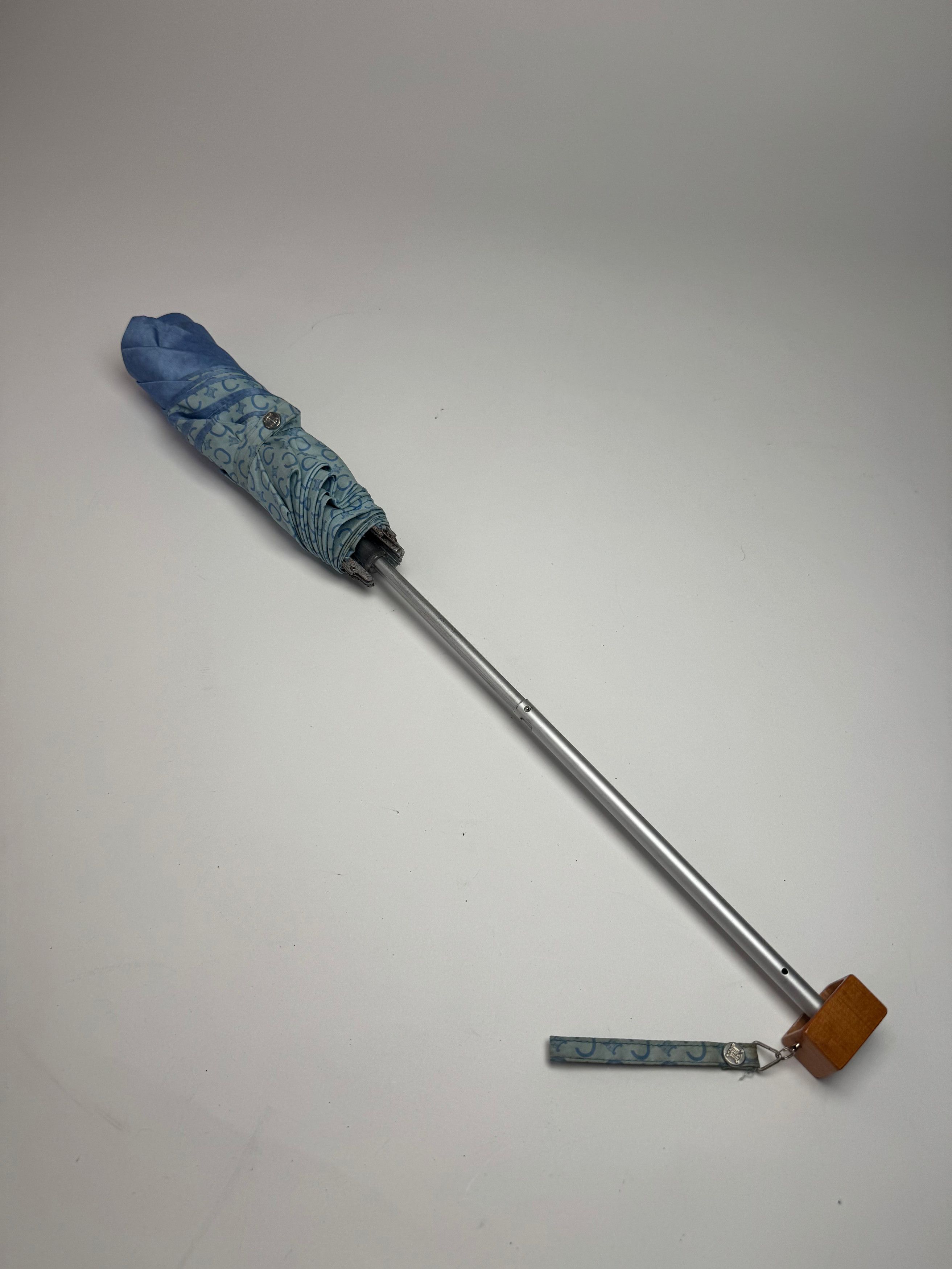 Celine Vintage Paris Monogram Polyester Umbrella Blue Size ONE SIZE - 4 Thumbnail