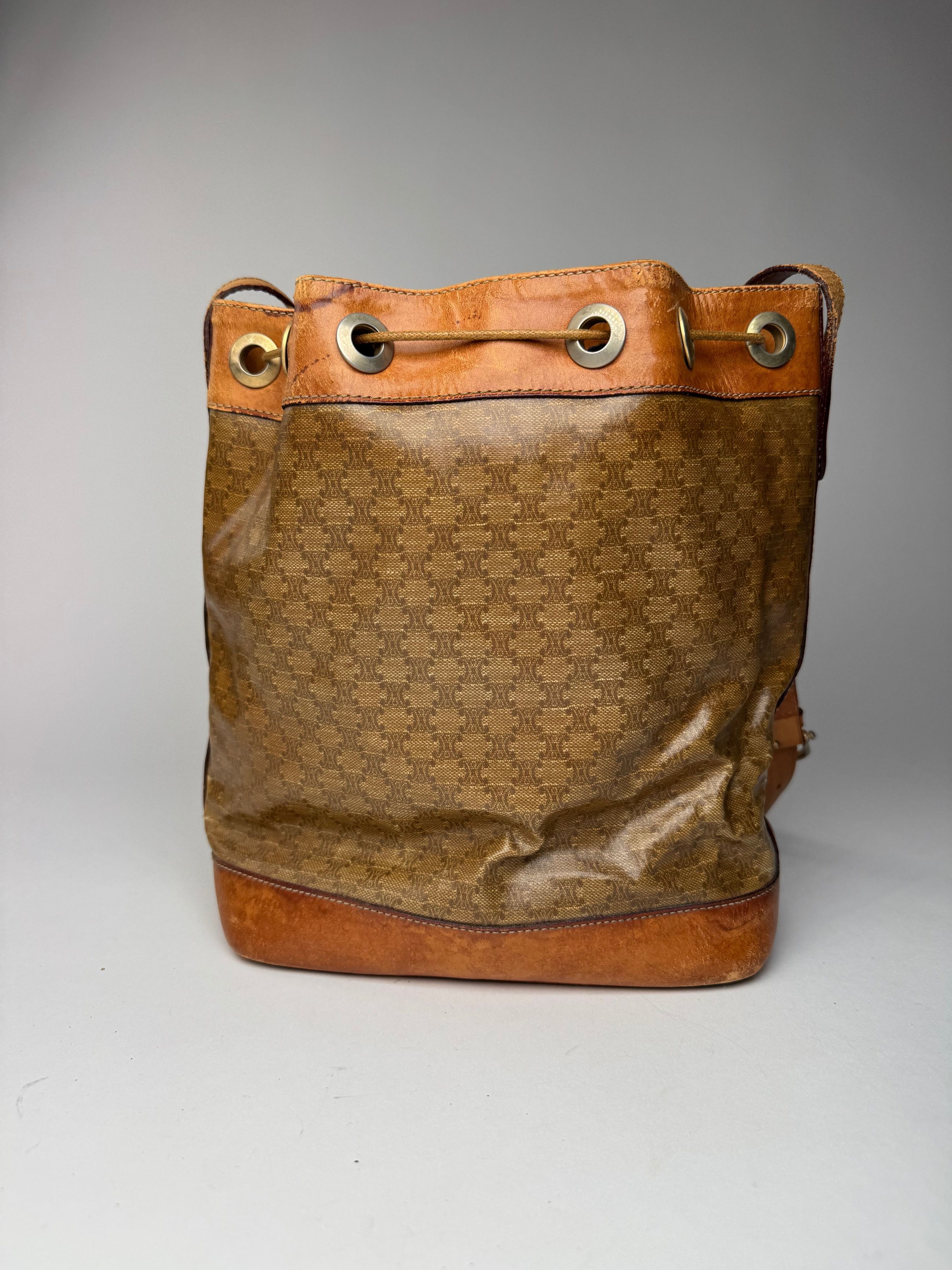 Celine Vintage Monogram SAC Seau Patent Leather Bucket Bag Brown Size ONE SIZE - 2 Thumbnail