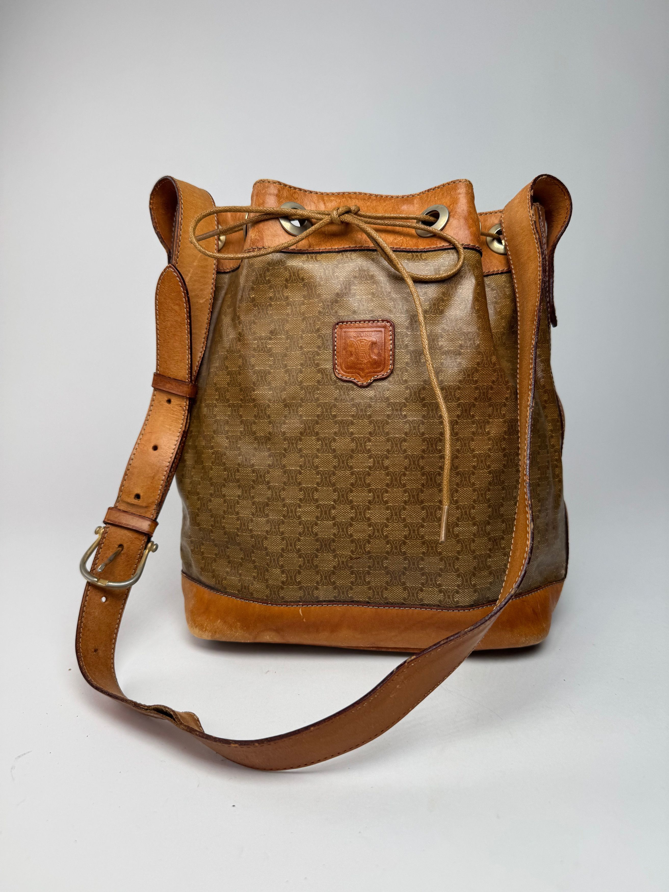 Celine Vintage Monogram SAC Seau Patent Leather Bucket Bag Brown Size ONE SIZE - 6 Thumbnail
