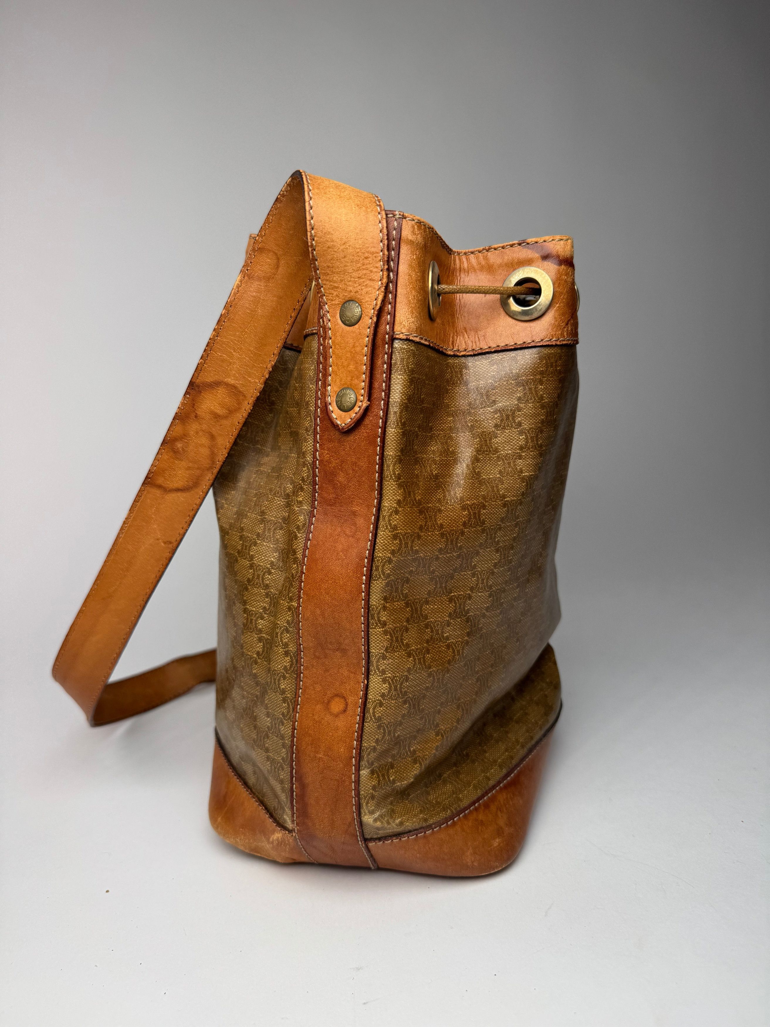 Celine Vintage Monogram SAC Seau Patent Leather Bucket Bag Brown Size ONE SIZE - 5 Thumbnail