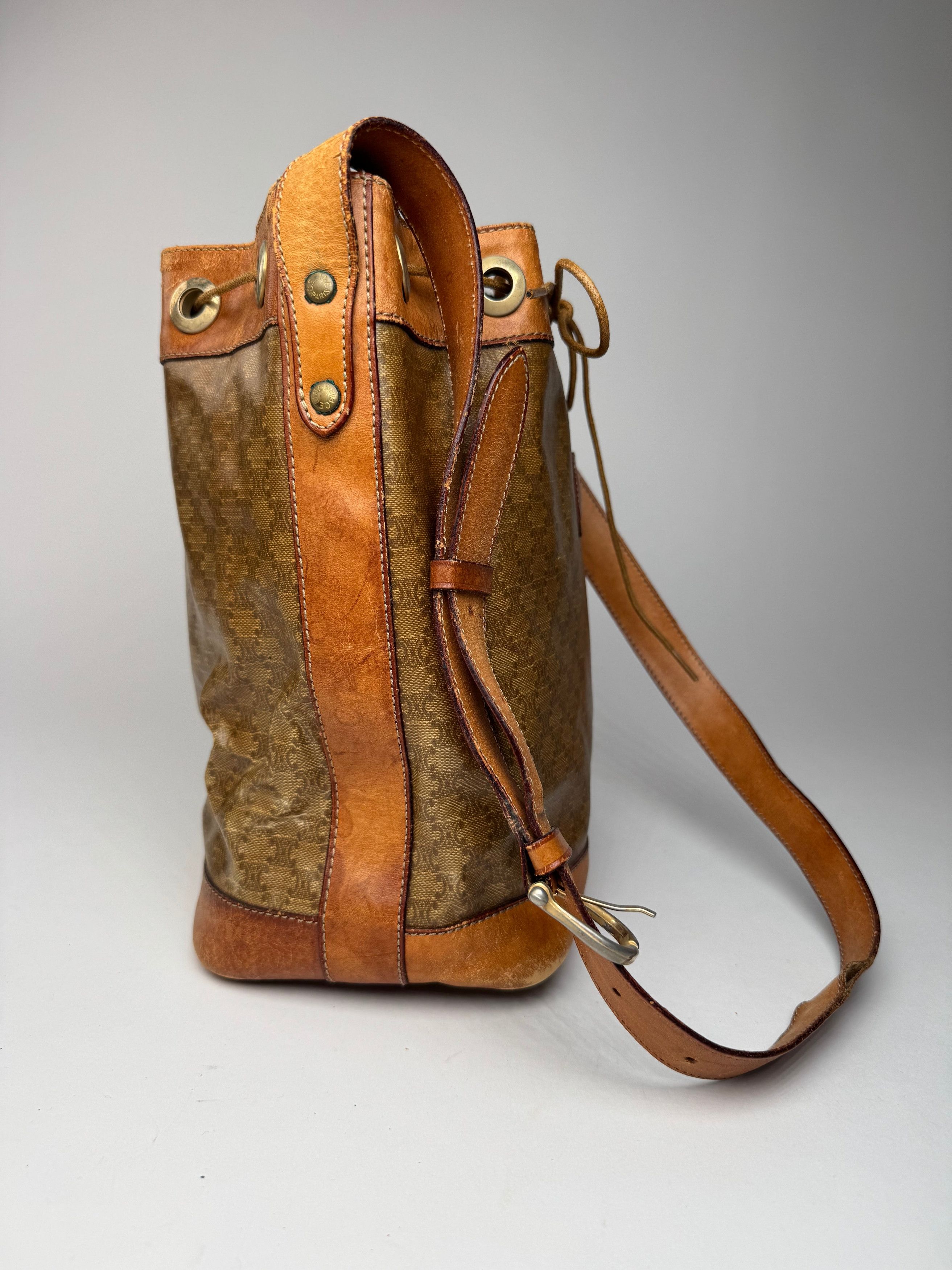 Celine Vintage Monogram SAC Seau Patent Leather Bucket Bag Brown Size ONE SIZE - 7 Thumbnail